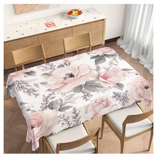 Beabes Rose Tablecloth for Rectangle Tables Bloom Rose Peony Flowers Picnic Table Cover Indoor and Outdoor Table Cloth Camping Tablecloths for Dinner Kitchen 52"X70" Pink