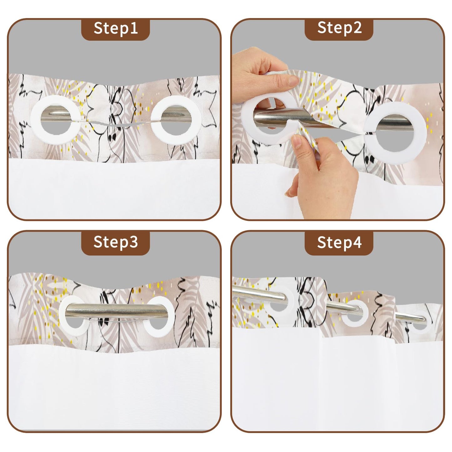 NAEMBCU No Hook Shower Curtain with Snap in Liner Set FYZZ00003