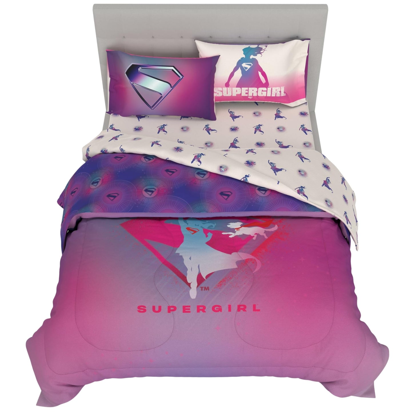 Supergirl Movie Bedding Set, Full Size, 5-Piece Super Soft Cozy Reversible Comforter & Sheet Set (Officially Licensed Product) by Franco