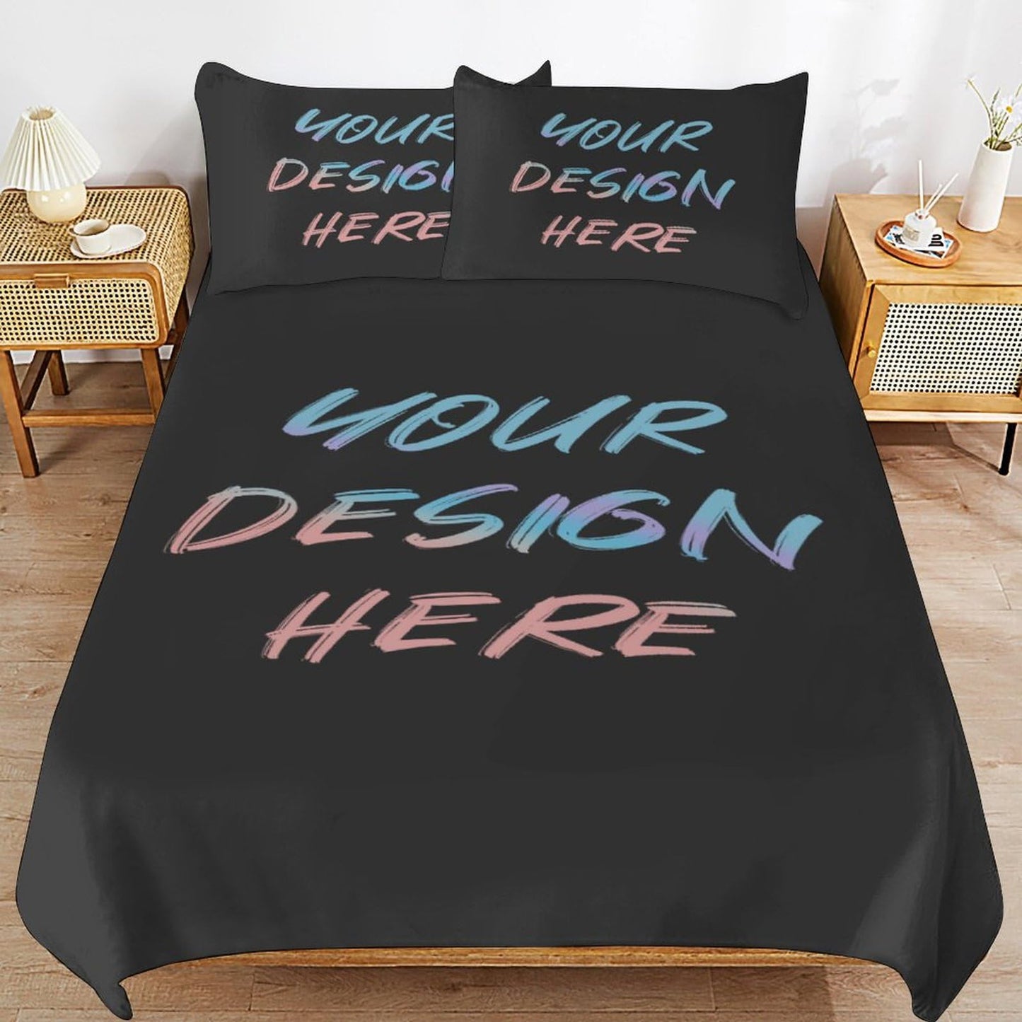 Lonhooker Custom Comforter Set, Custom Three-piece Bed Set Personalized Cover Set 3-Piece with 2 Pillowcases Customized Picture Bedding Sets with Picture Text Logo Universal All Season (Color02)
