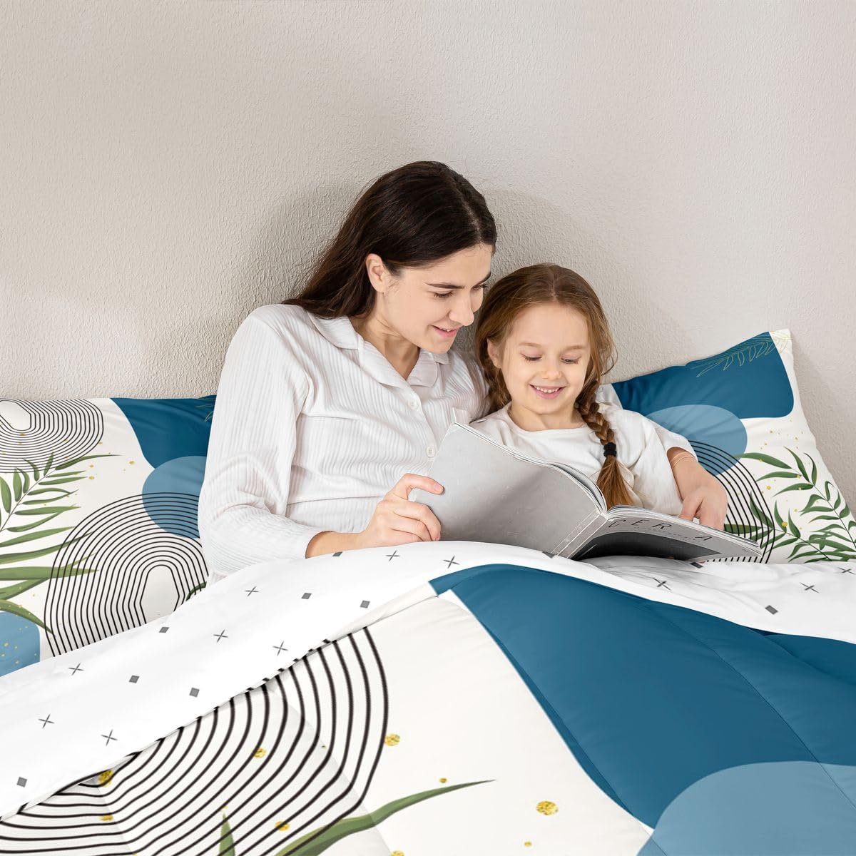 Erosebridal Boho Mid Century Twin Comforter Set, Green Sage Bedding Set for Kids Teens Men Women Bedroom, Modern Bohemian Minimalist Comforter, Contemporary Abstract Geometric Aesthetic Quilt