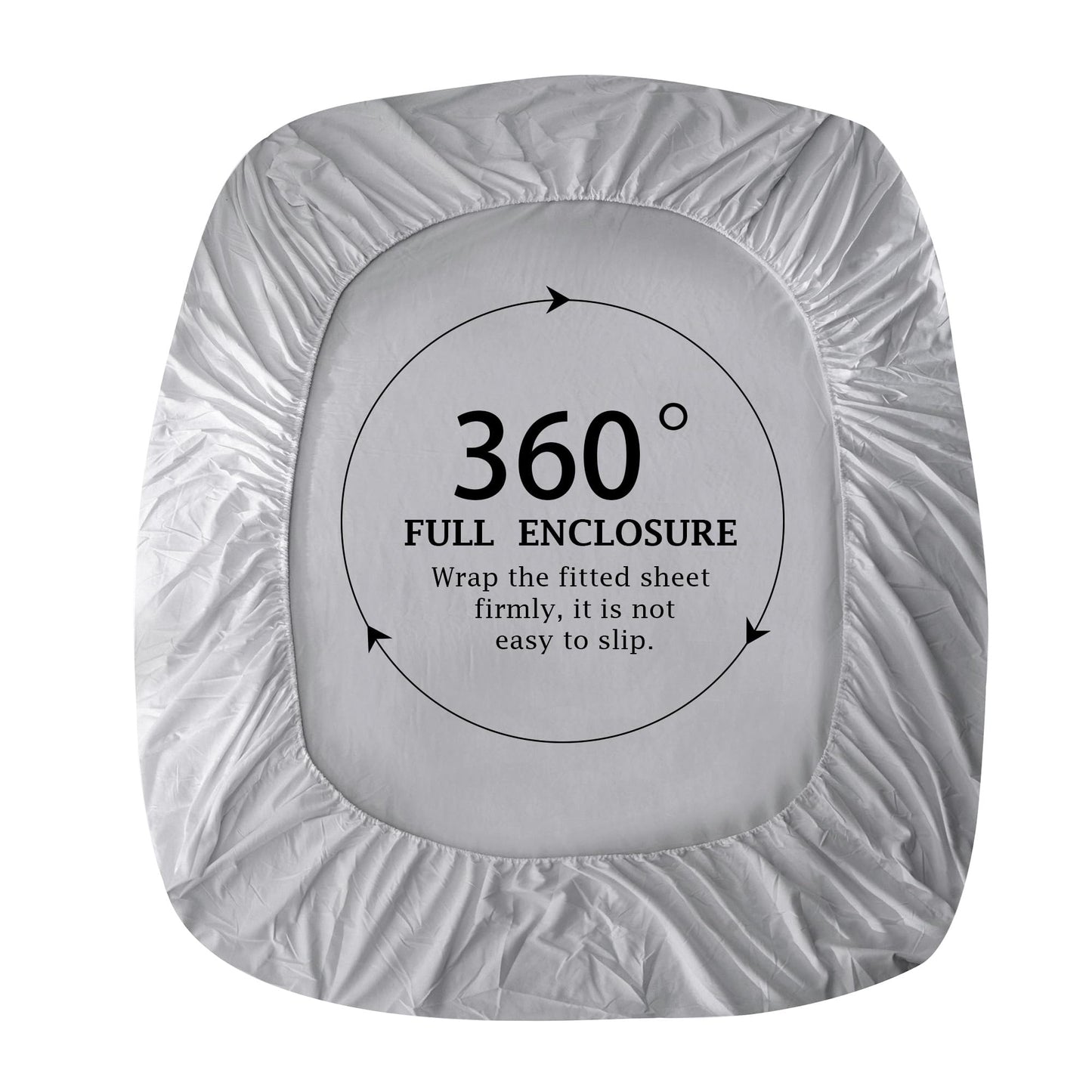 FreshCulture Pure Cotton Fitted Sheets Queen Size, 300 Thread Count Percale Sheets for Queen Size Bed, Soft & Breathable Cotton Sheets, Luxury Size Fitted Sheet Only (Light Grey)