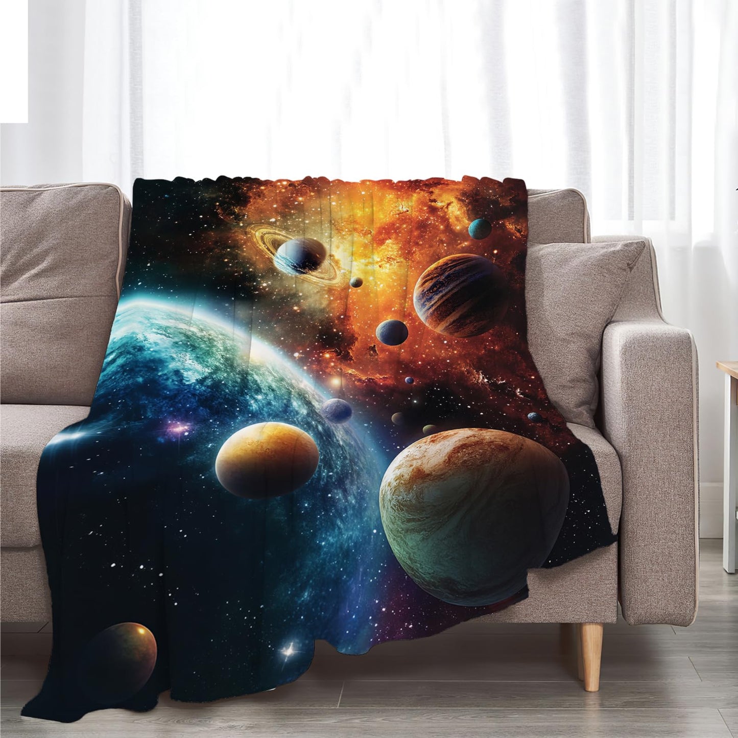 Space Blanket, Galaxy Throw Blanket, Space Gifts, Solar Blankets, Galaxy Stuff Fleece Flannel Plush for Women Men Boys Girls Lovers Adults Soft Bedding for Sofa Bed Office Home Decor 40"X50"