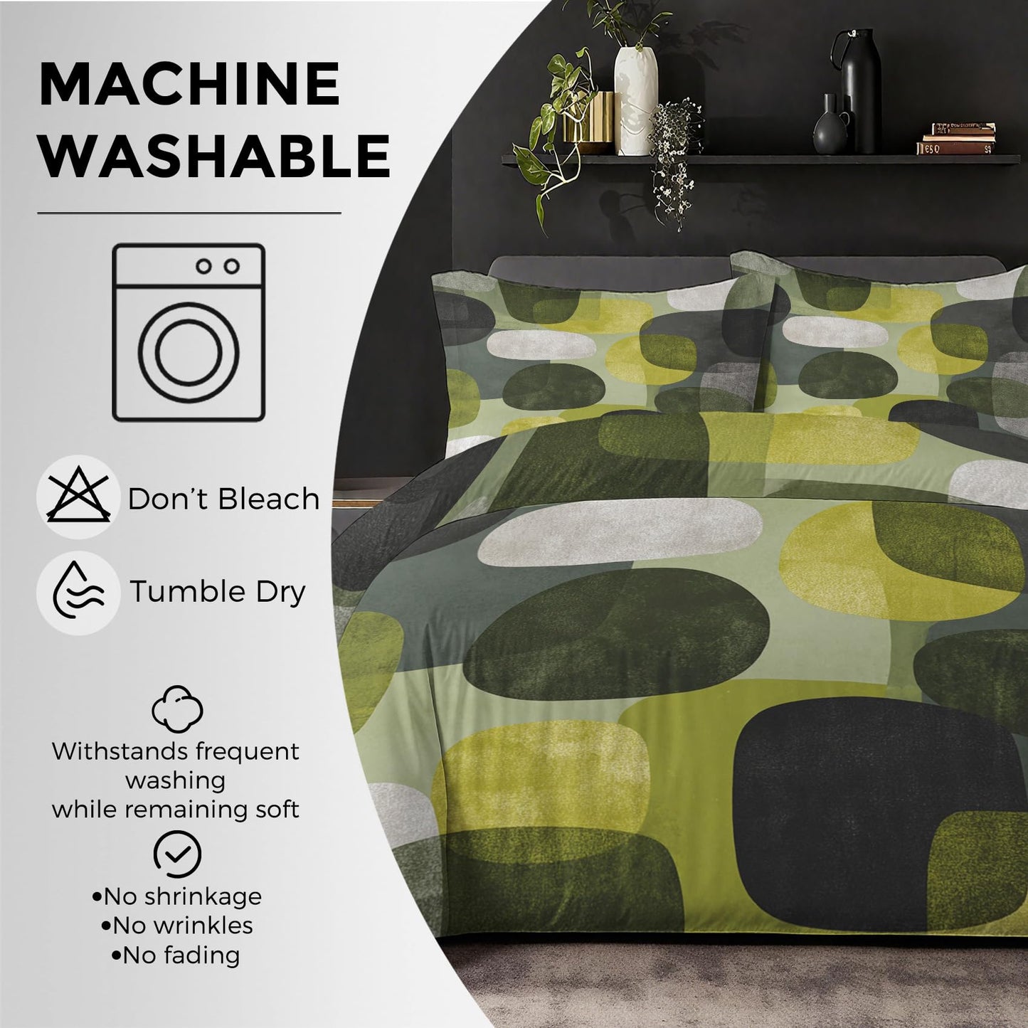 Abstract Geometry Twin Duvet Cover Set, Boho Modern Art Bedding Set 2 Pcs Reversible, Mid Century Modern Bedroom Decor, Ultra Soft Microfiber, 1 Pillow Sham, Zipper & Ties KJJT 104