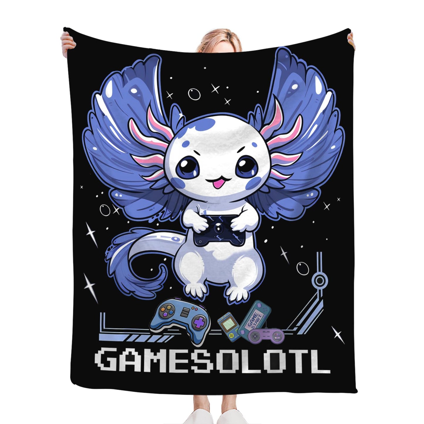 Tijuboni Axolotl Gaming Throw Blanket Game Gifts for Girls Boys Women Men Kids Adults Soft Flannel Fleece Blanket for Couch Sofa Bed Home Decor 40"x50"