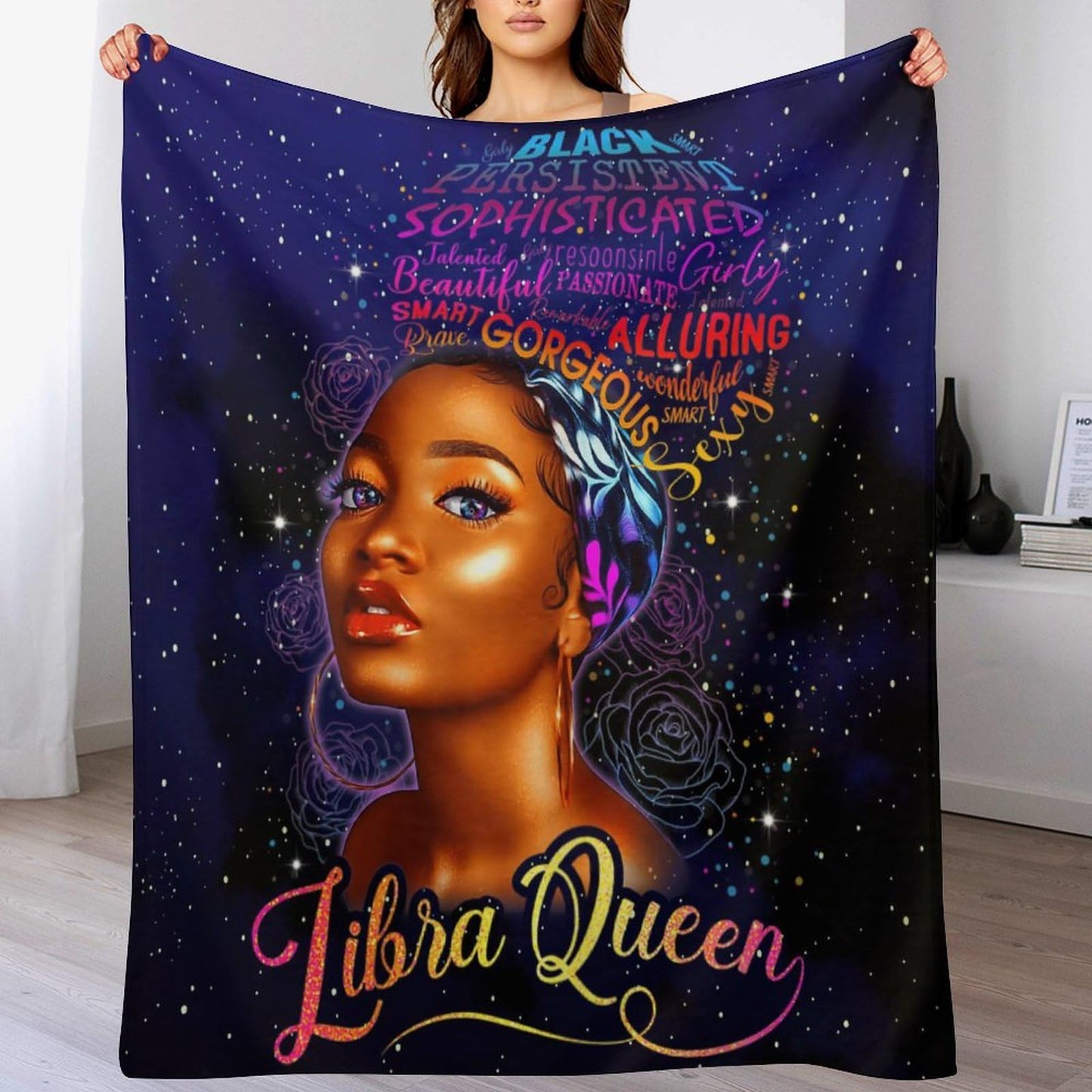 African American Woman Bedding Fleece Throw Blanket, Beautiful Cute Black Grils Inspirational Quotes All Season Flannel Soft Warm Microplush Lightweight Thermal for Sofa Bed Bedroom 40"x50"
