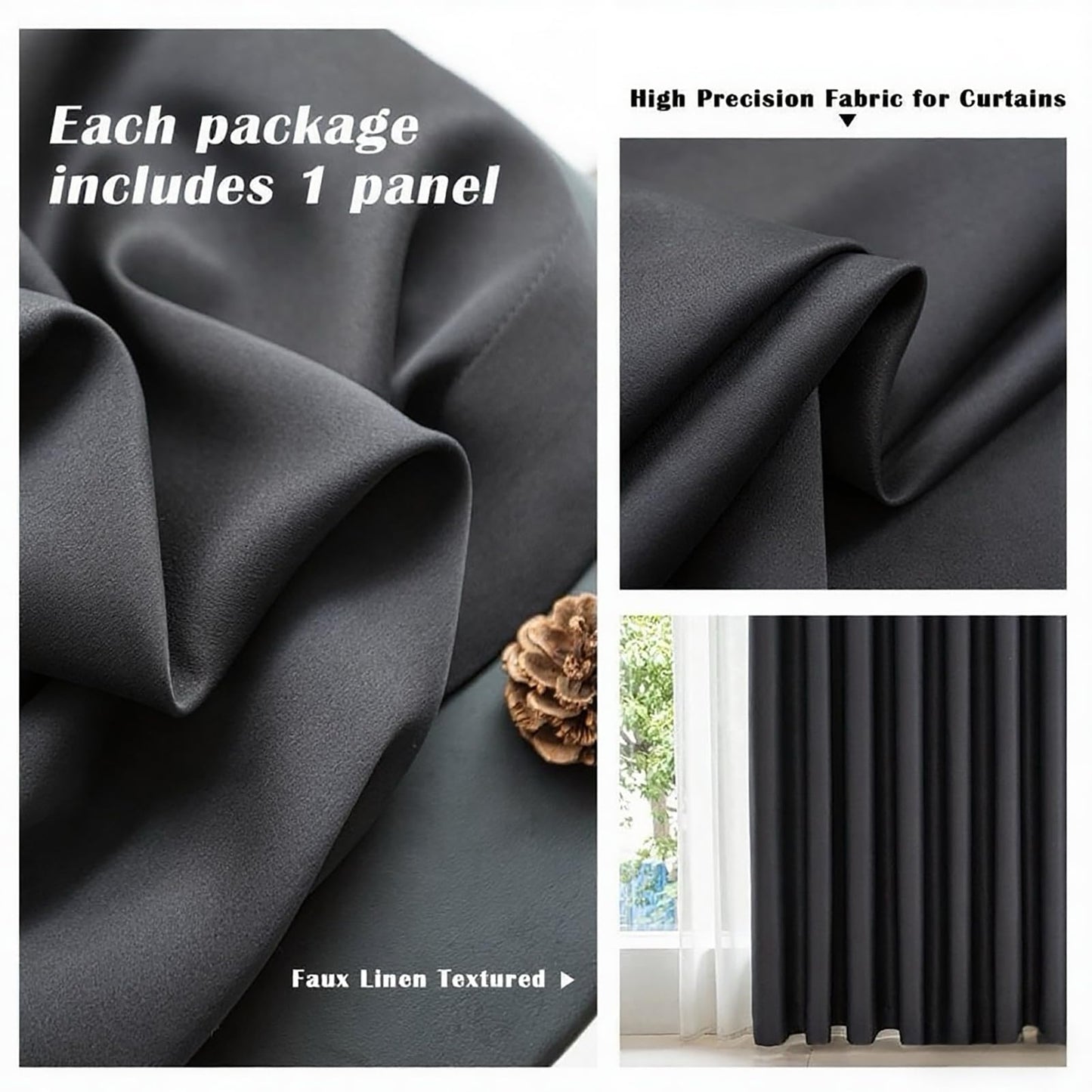 Tiadkh Home Decor Blackout Extra Long Curtains，132" Long Grommet High Ceiling Draps Noise Reducing 2 Story Curtains for Living Bedroom Windows(1Panel，W52xL132)
