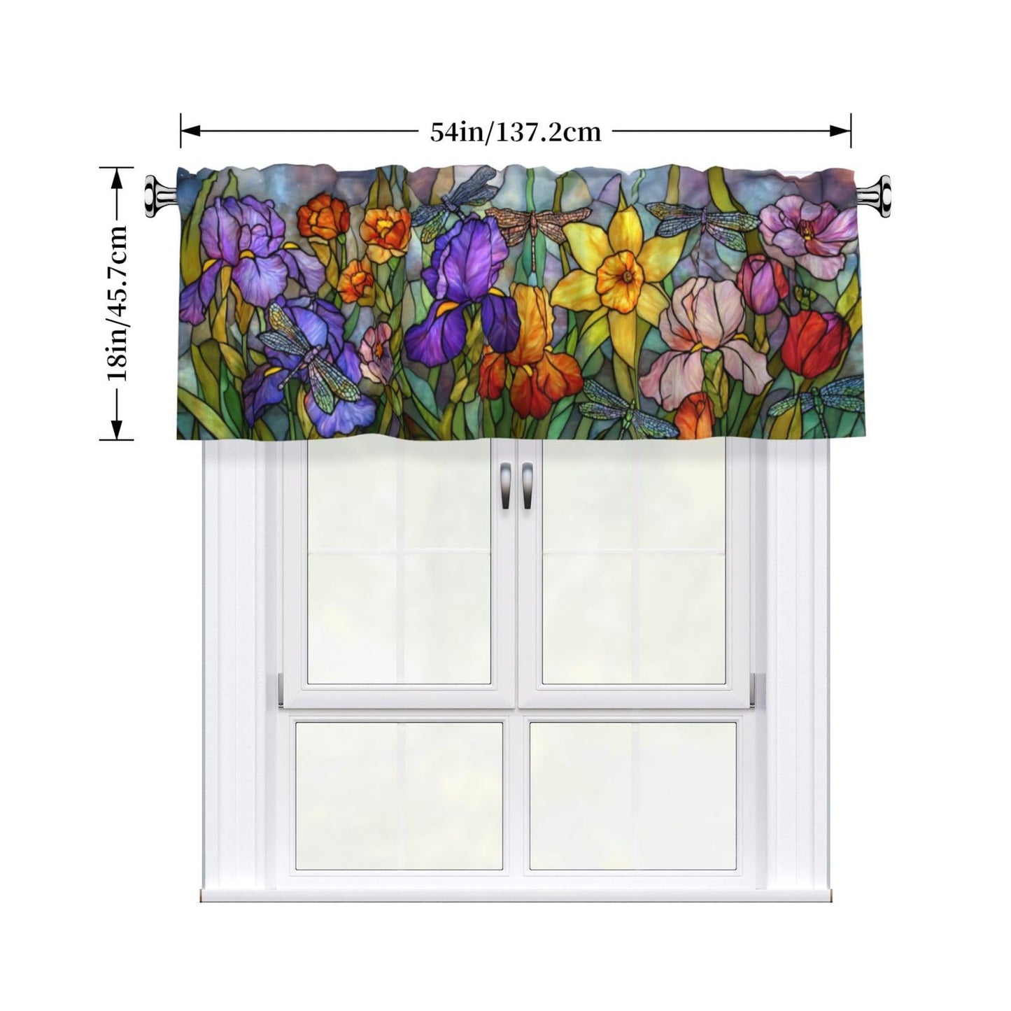 Ecixzyo Dragonfly Glass Valance Curtain Window Valance Treatment Decor Small Window Curtains for Bedroom Kitchen Bathroom Living Room 1 Panel 54x18in