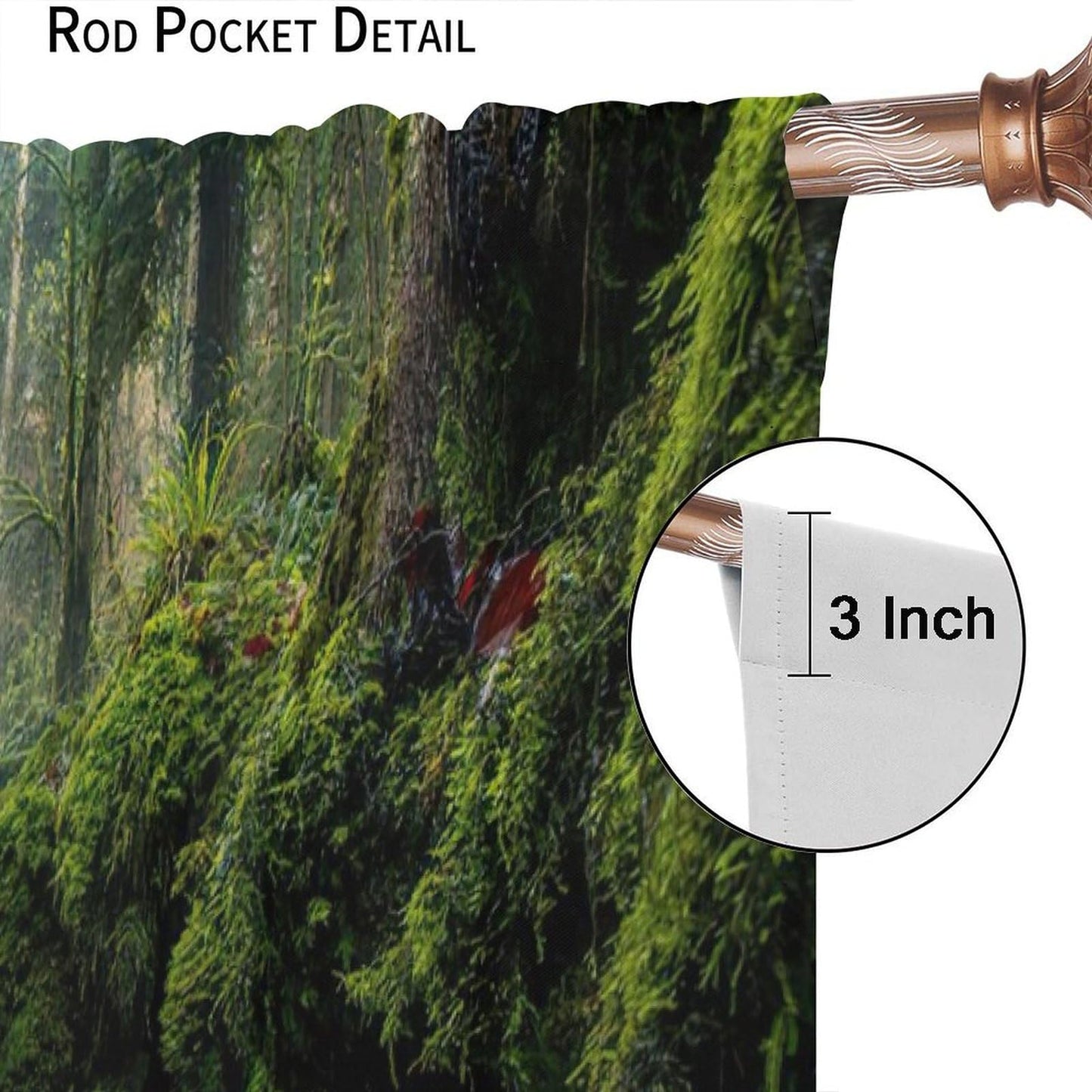 AuiMzoo Waterfall Landscape Blackout Curtains, Natural Green Trees Plants Waterfall Scenic Landscape Jungle, Bedroom Living Room Kitchen 21" W x 45" L