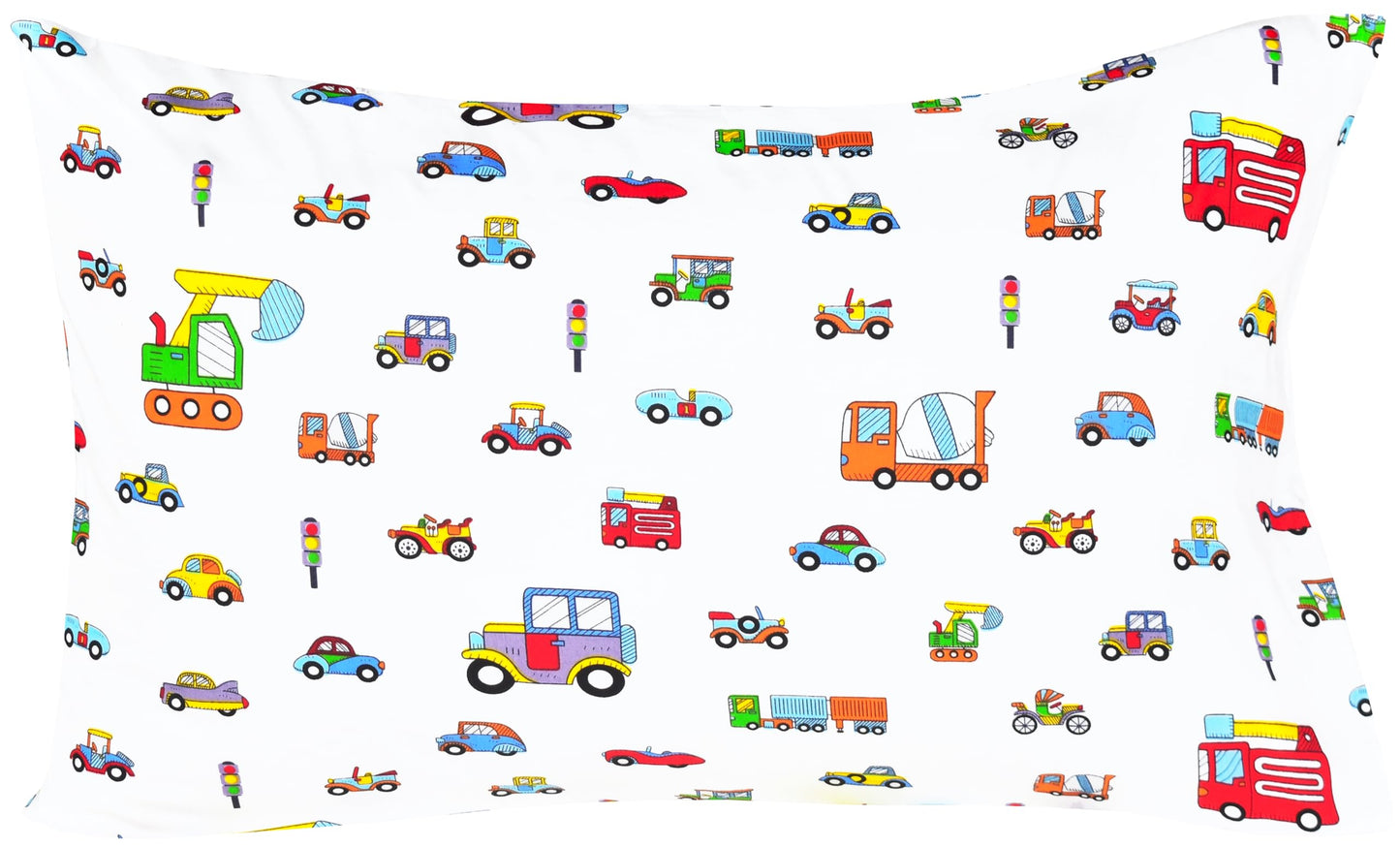 Scientific Sleep Little Cars Big Trucks Fire Cars Train Engineering Vehicle Cute Fun 100% Cotton Cozy Twin Bed Sheet Set, Flat Sheet & Fitted Sheet & Pillowcase Bedding Set