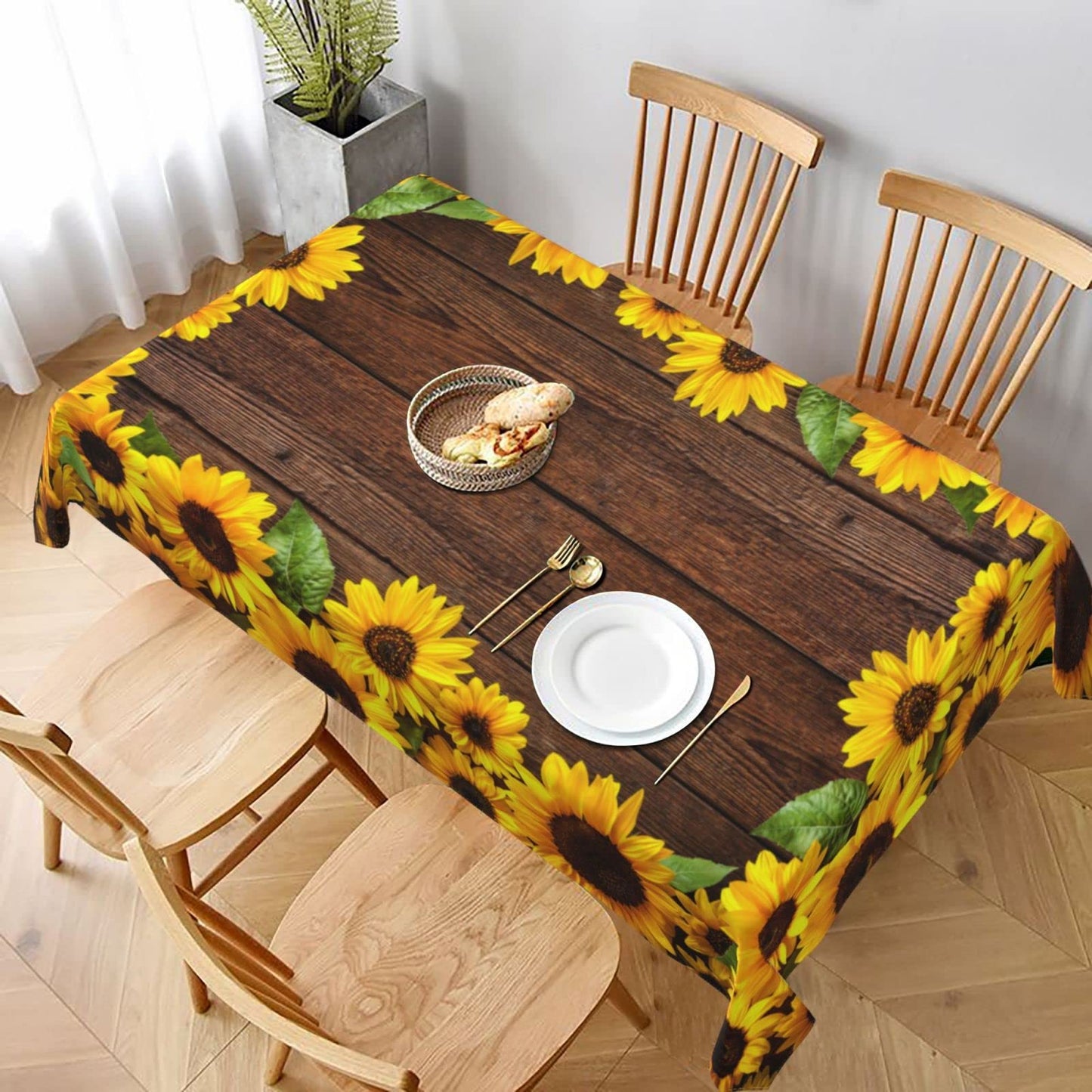 Worltoldb Sunflower Tablecloths Polyester Table Cloth for Kitchen Dinning Table Washable Table Cover for Parties Wedding Picnic Farmhouse
