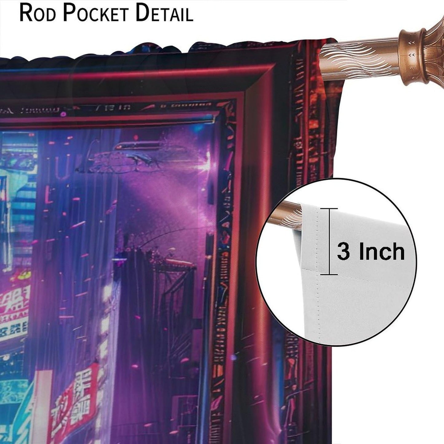 VUMIVI Cyberpunk Game Curtains Blue Futuristic Cityscape Skyscrapers Streets Car Wooden Frames Rod Pocket Window Treatments for Kids Boys Girls Gaming Bedroom Sci-Fi Tech Expo 42" W X 44.5" L