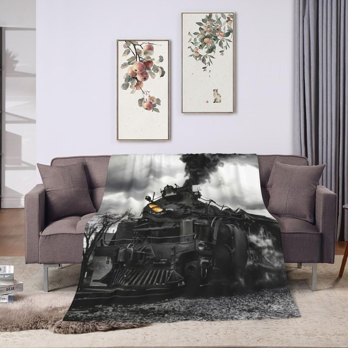 Ngzhyad Steam Train Blanket Warm Cozy Flannel Fleece Throw Blankets Gifts for Car Sofa Couch Bed Decorative 80"X60"
