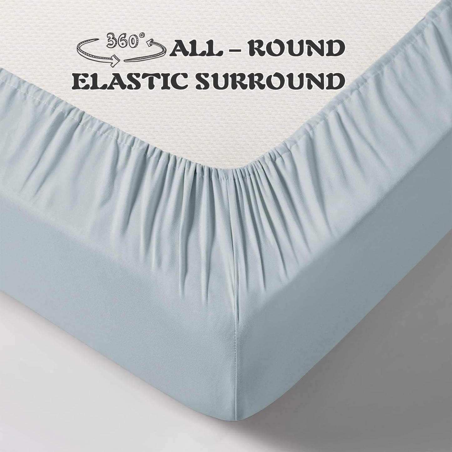 KKJIAF 3 Piece Toddler Sheet Set Microfiber, Includes a Flat Sheet, a Fitted Sheet and a Ruffle Pillowcase, Dusty Blue