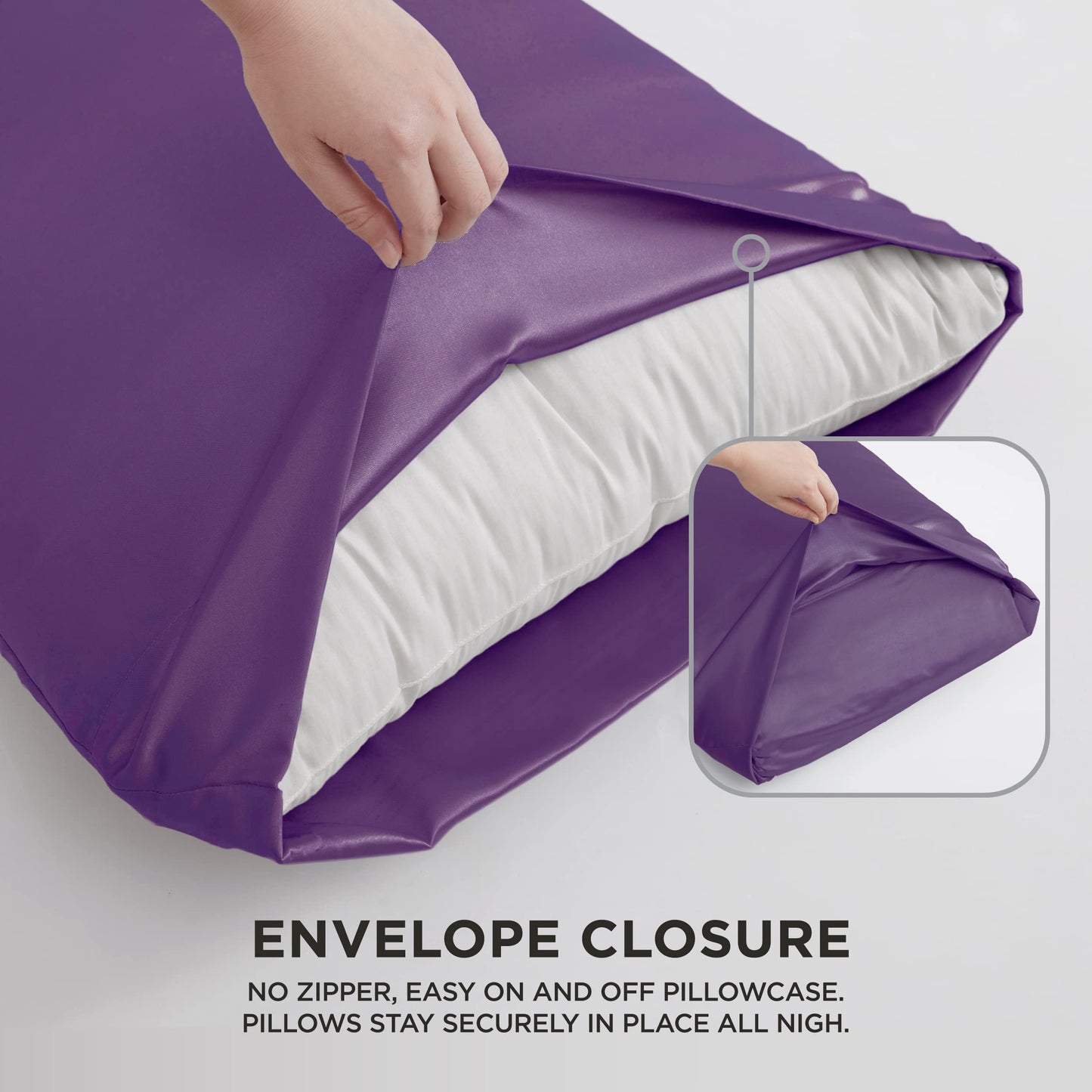 Juicy Couture Full Size Satin Bed Sheet Set, Deep Pocket Silky Full Sheet Set with 1 Fitted Sheet, 1 Flat Sheet and 2 Pillow Case, Wrinkle Resistant and Anti Pilling Bed Sheets - Purple
