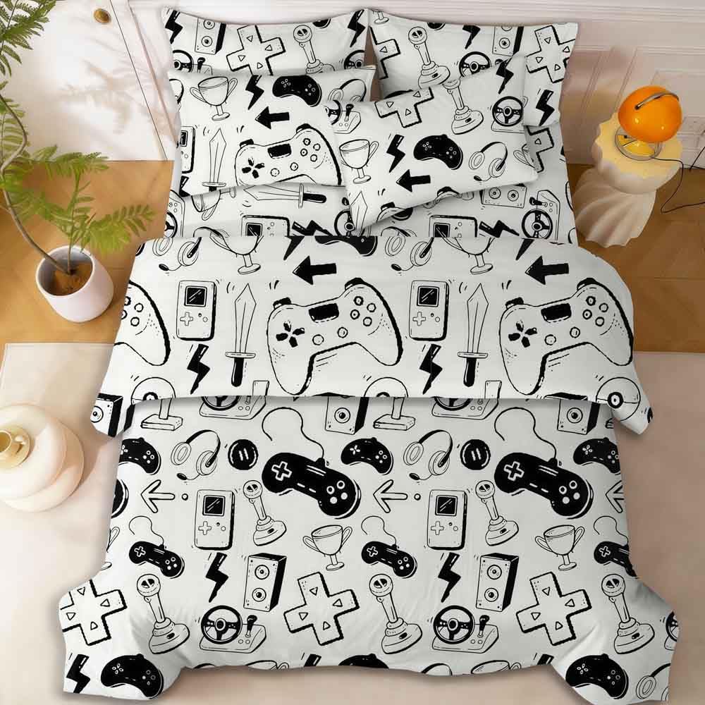 SDY 7 Piece Twin Gamer Bedding Set，Bed in a Bag with Soft Gamer Comforter Set and Gamer Bed Set for Boys Girls Kids