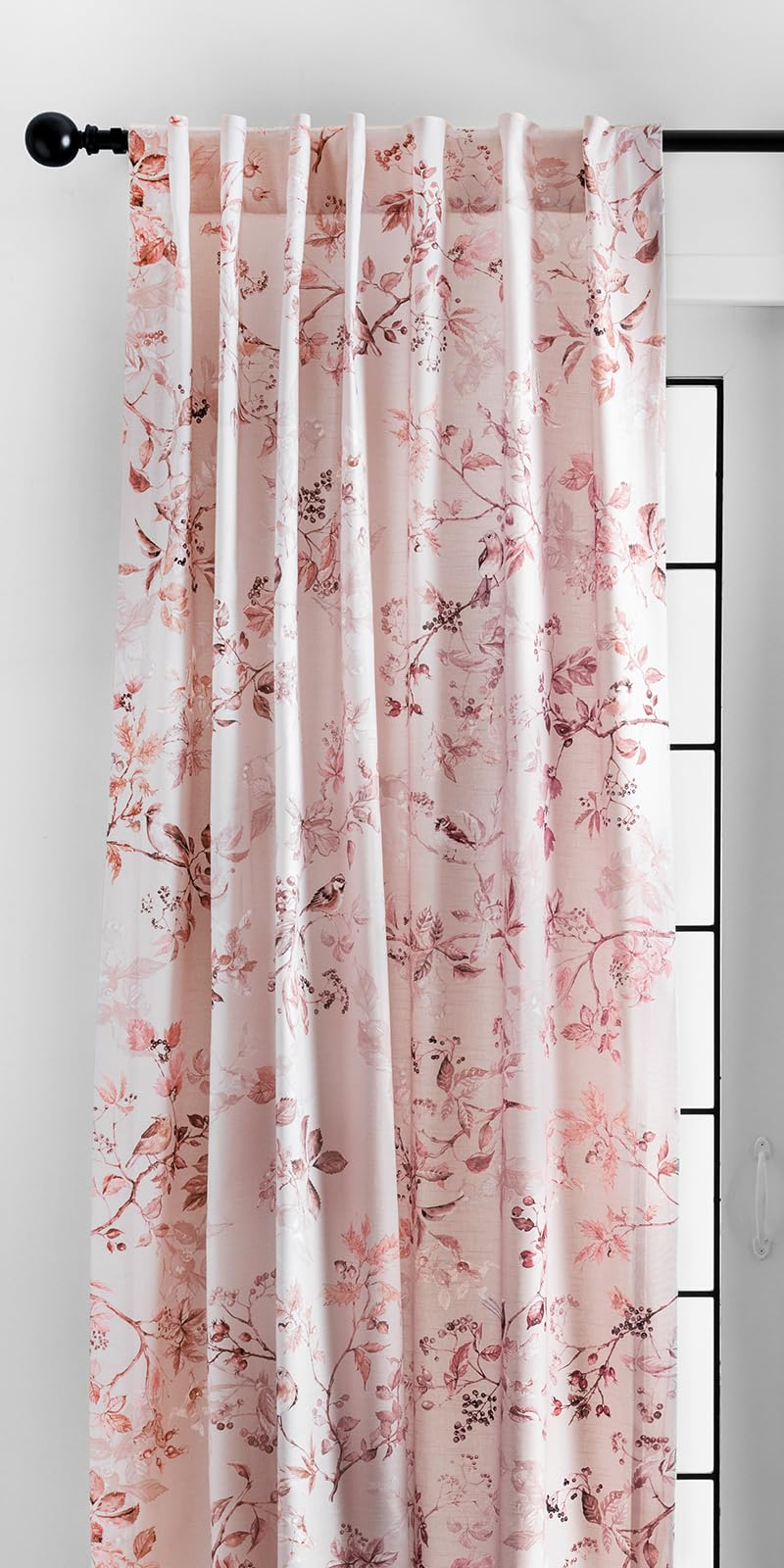 Maison d' Hermine Curtains for Living Room 100% Cotton 96 inch Length One Panel Light Filtering Curtains for Windows with Rod and Loop Pockets Spring Summer (Equinoxe - Beige, 50" W x 96" L)