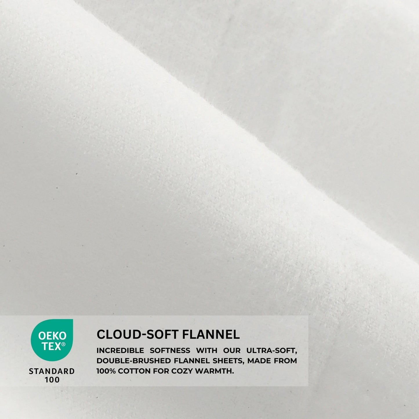 Featherhead 100% Cotton 4PCs Flannel Sheet Set | Double-Brushed for Extra Softness, Warm & Breathable, Extra Deep Pockets fits Up to 17” (White, Full)