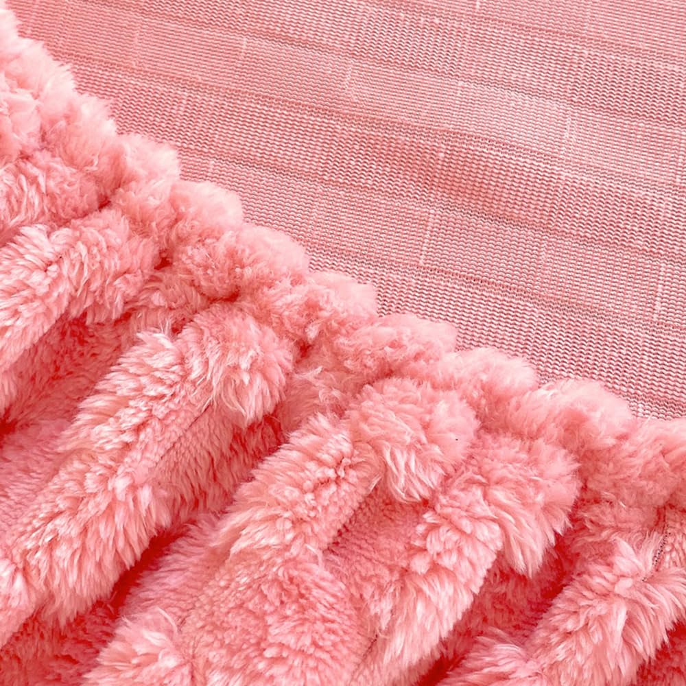 ZIQINPSQ Cozy Fleece Fitted Sheet Full Size - Ultra Soft Fuzzy Bed Sheets for Winter, Deep Pocket 15'' Velvet Plush Bottom Sheet Only (Anti-Static & Warm), Orange Pink