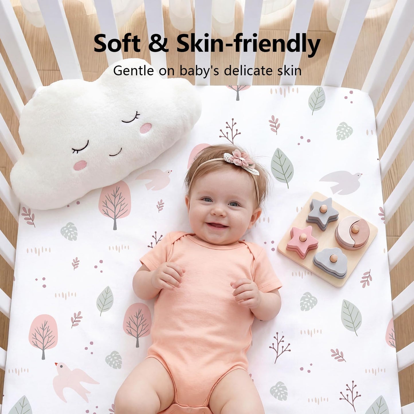 4 Pack Baby Crib Sheets for Girls - Ultra Soft & Skin-Friendly Fitted Crib Sheet for Standard Crib and Toddler Mattress, 52"x28"(Dusty Rose)