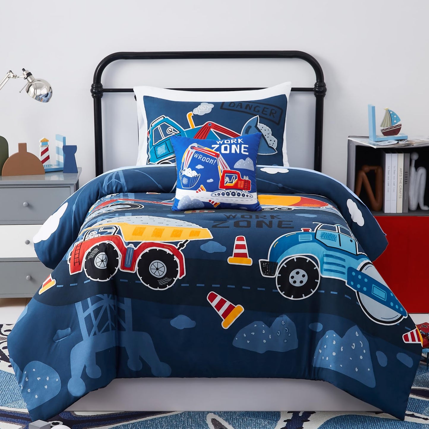 Kaleido Space Kids Comforter Set Twin Size for Boys, Glow in The Dark Truck Bedding Set 1 Comforter, 1 Decor Pillow, 1 Pillow Shams