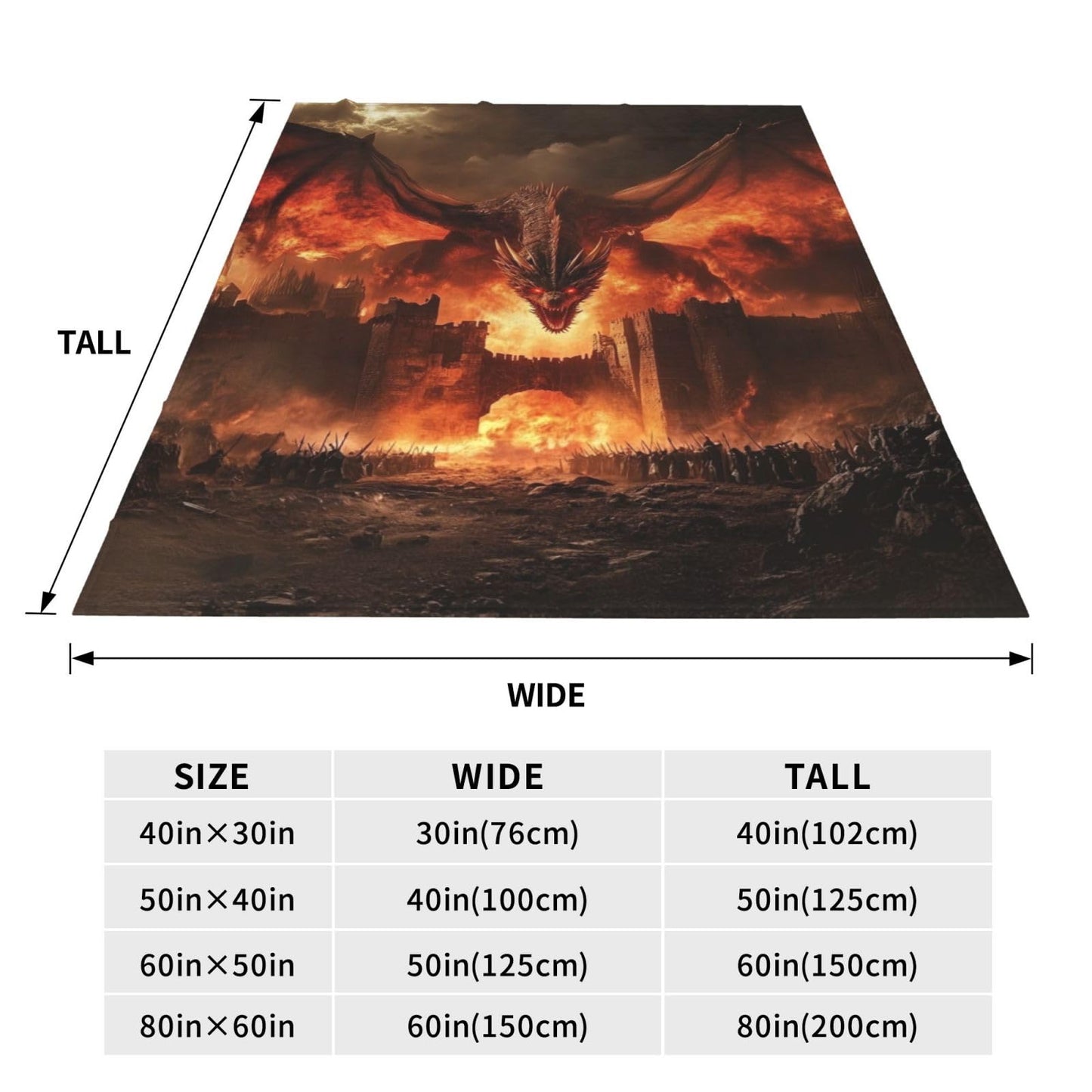 Dragon Blanket Gifts for Kids Adults Boys Girls Lightweight Soft Flannel Throw Blankets Cozy for Dragon Lovers Living Room Sofa Couch Bed Room All Season Decor 50x60in
