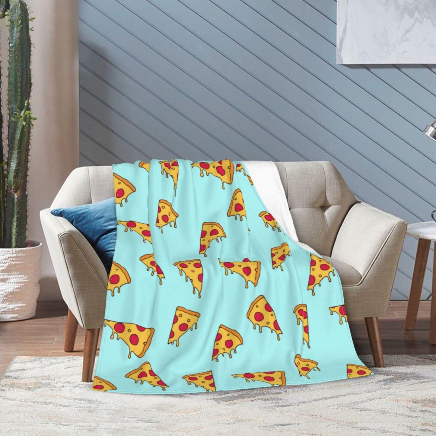 Cute Pizza Slice Throw Blanket Super Soft Warm Bed Blankets for Couch Bedroom Sofa Office Car, All Season Cozy Flannel Plush Blanket Gifts for Girls Boys Kids Teens 50"x40"