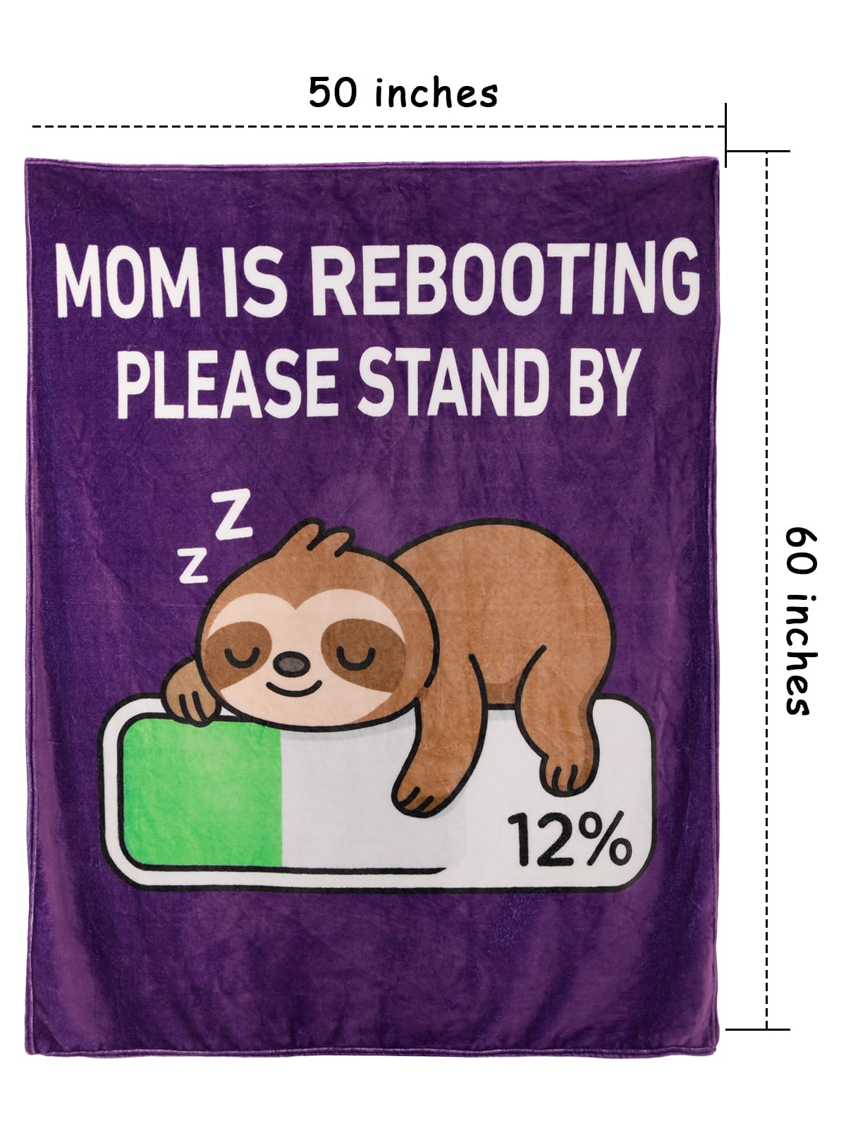Gift for Mom from Daughter Son, 60"x50" Funny Blanket Gift, Birthday Gifts for Mom, Soft Cozy Sleeping Sloth Throw Blanket I Love You Mother Gifts
