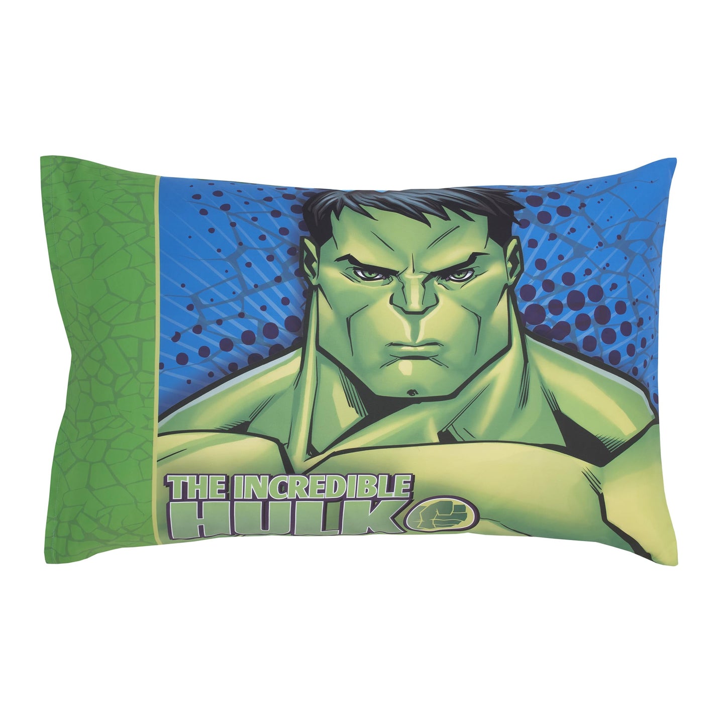 NoJo Marvel The Incredible Hulk Green, and Blue 4 Piece Toddler Bed Set - Comforter, Fitted Bottom Sheet, Flat Top Sheet, and Reversible Pillowcase