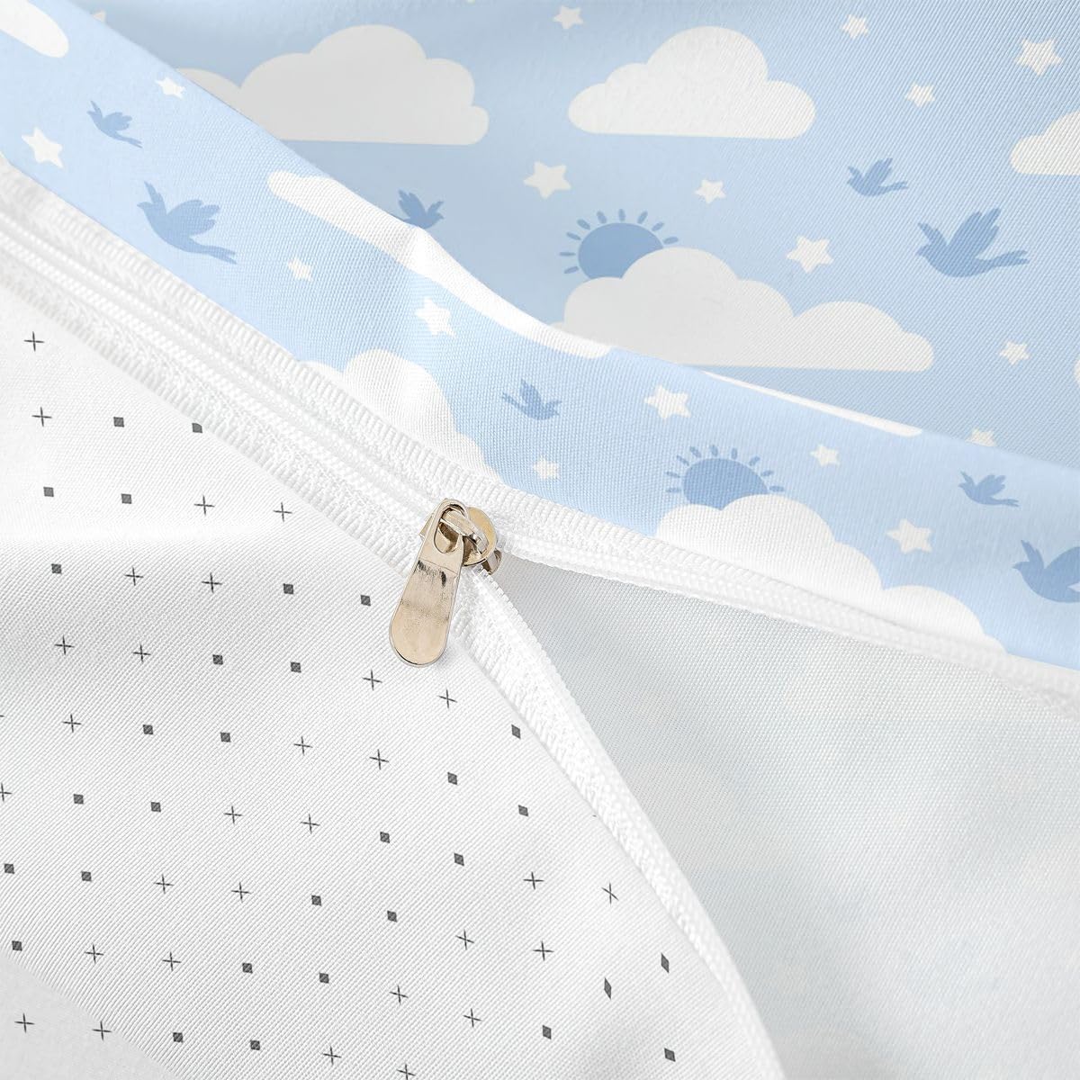Erosebridal Cloud Duvet Cover Twin Star Pattern Bird Comforter Cover for Kids Teens Cartoon Cloud Sky Bedding Set Blue Sky and White Clouds Bed Set
