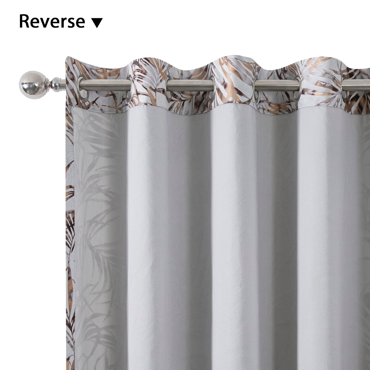 always4u Multi Colour Foil Print Velvet Curtains for Living Room Rainforest Leaves Modern Window Drapes 2 Panels 54 * 95 Silver Velour Curtains