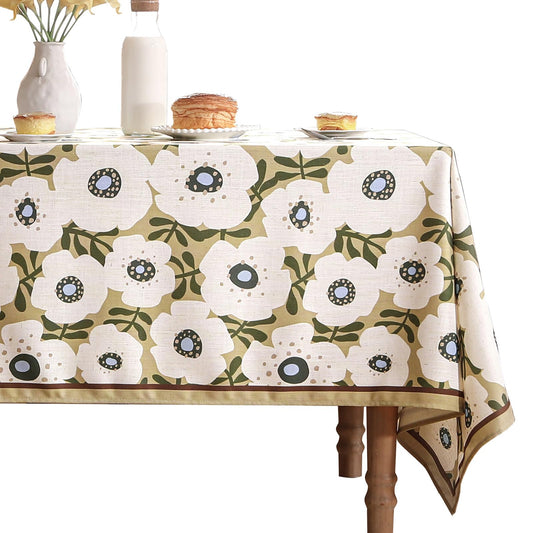bilin gaier Designer French Linen Tablecloth Rectangular,87"x55"-Hidaka