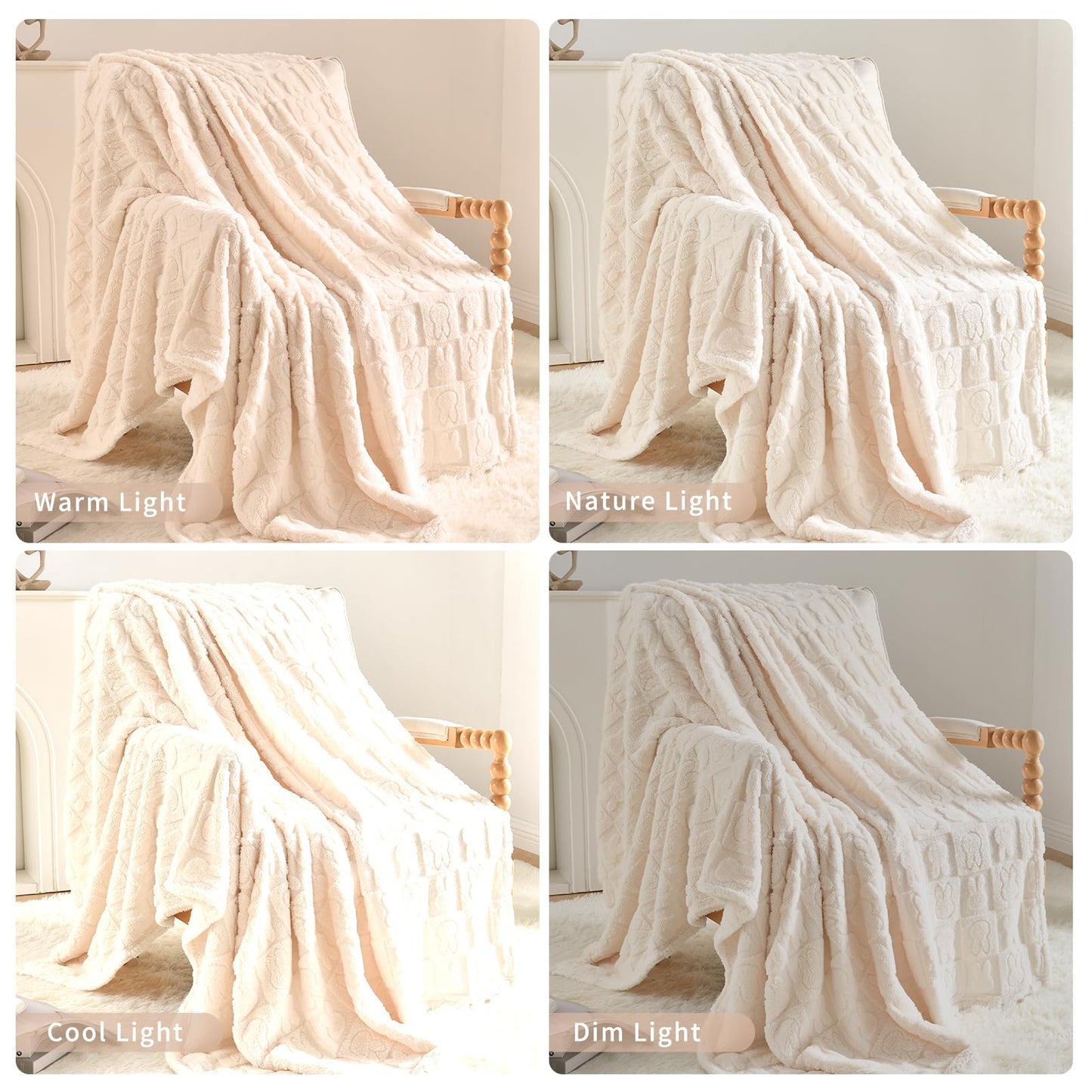 GIOKARNNA Bunny Checkered Throw Blankets,Soft Warm Blankets for Lover Women Men Friends Gifts Pets,Lightweight Fuzzy Blanket for Couch Sofa Bed Travel and Camping(Beige,90"x90")