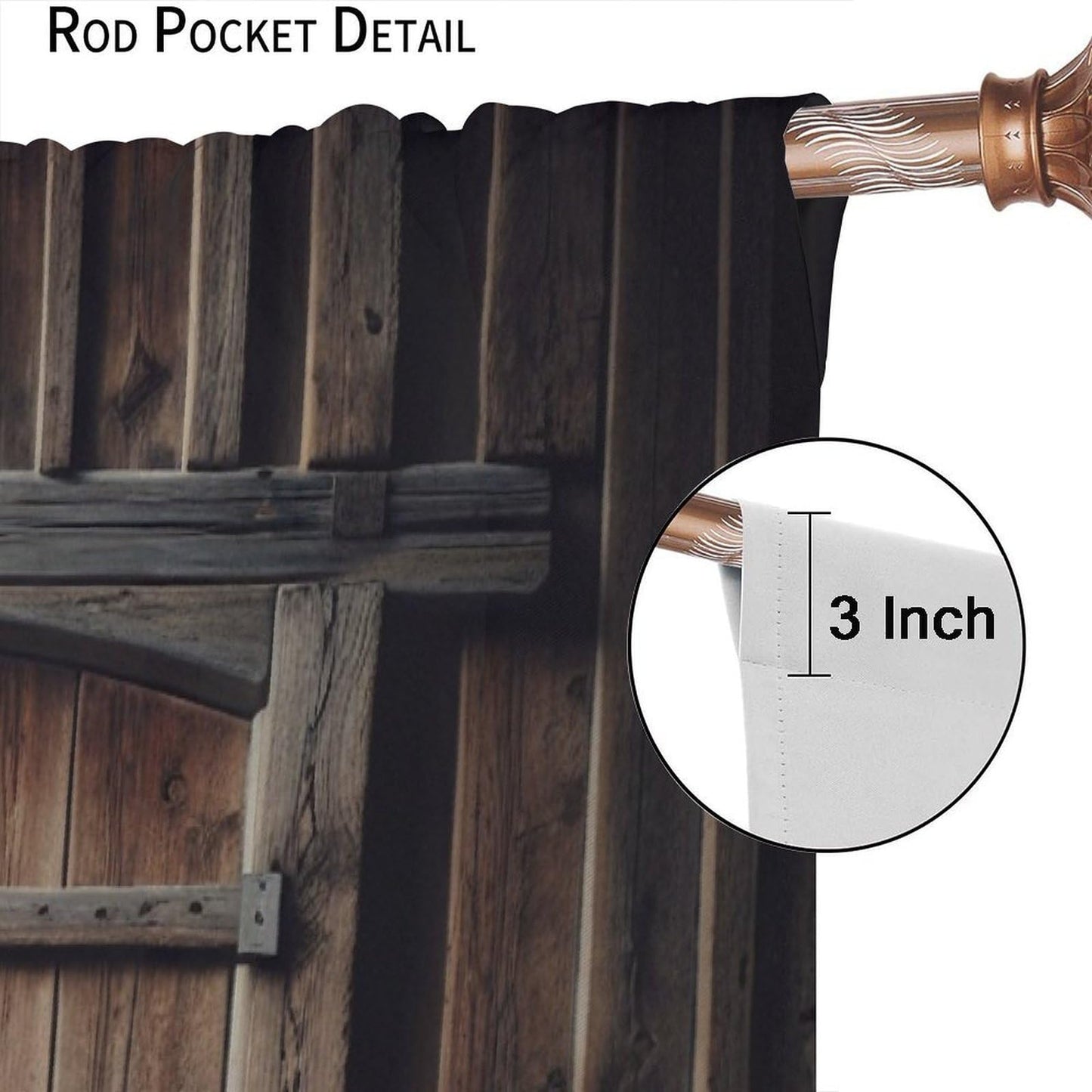 Nanacur Vintage Wooden Door Curtains, Barn Farmhouse Printed Board Cabin Art Plank Rod Pocket Window Treatment for Bedroom Living Room Kitchen Cafe Drapes 41" W X 45" L (No Blackout)