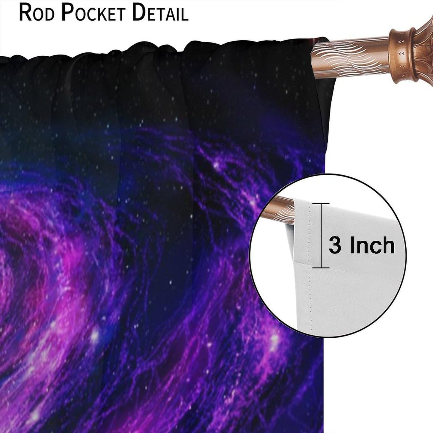 Galaxy Blackout Curtains,Purple Universe Starry Night Outer Space Mystery Galaxy Milky Way Black Hole Stars Windows Treatments Rod Pocket Drapes For Kids Boys Teenage Living Room Bedroom 63x72in