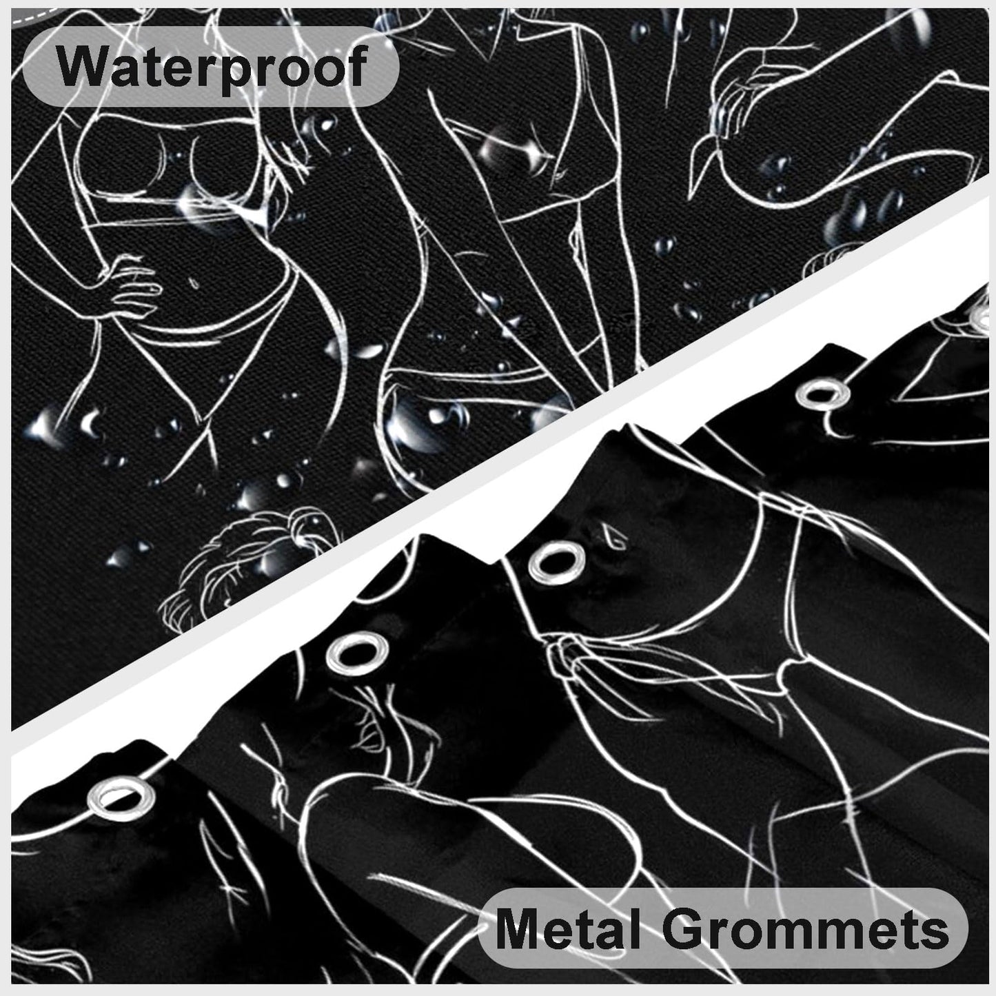 mutakin Black and White Shower Curtain Abstract Women Minimalist Art Shower Curtains for Bathroom Waterproof Fabric Bath Curtain Decor with Hooks
