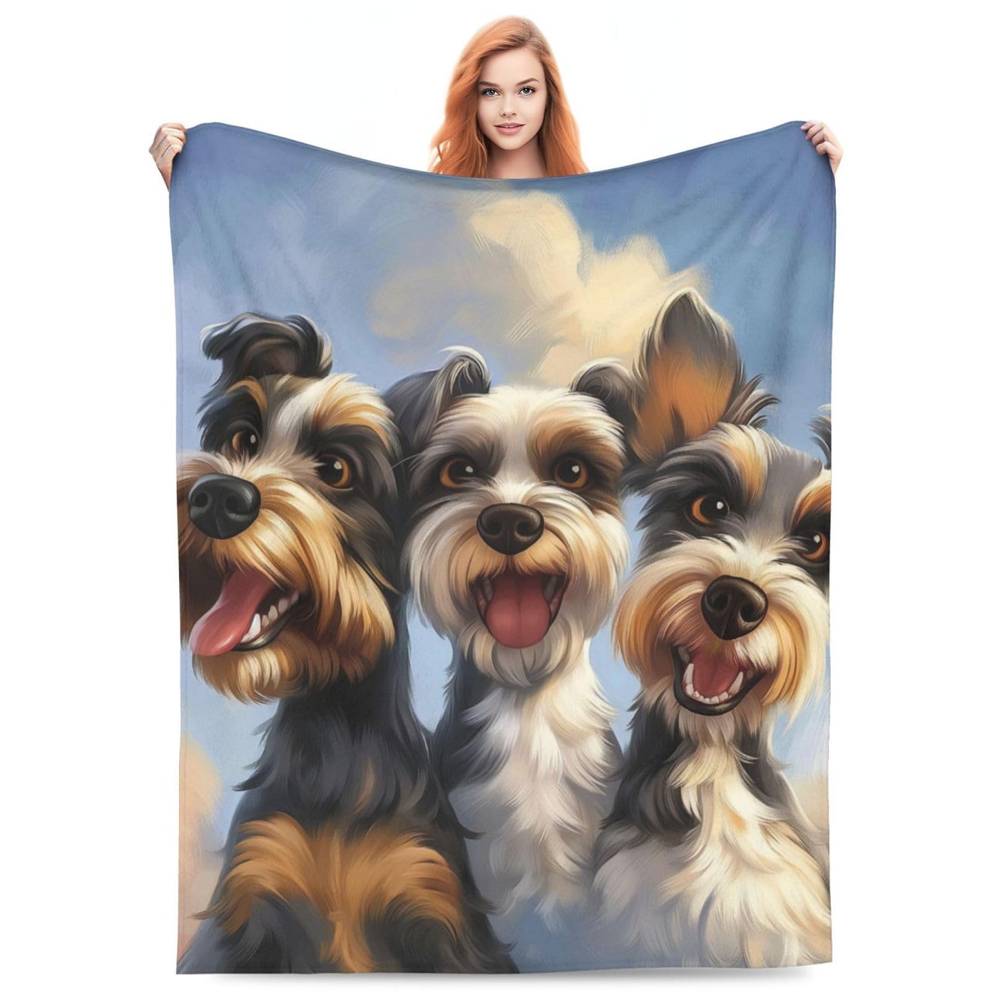Turamurra Cute Schnauzer Blanket Gifts for Kids Adults Soft Warm Lightweight Cozy Animal Dog Throw Blankets for Bed Sofa Living Room Couch Home Decor 50"x60"
