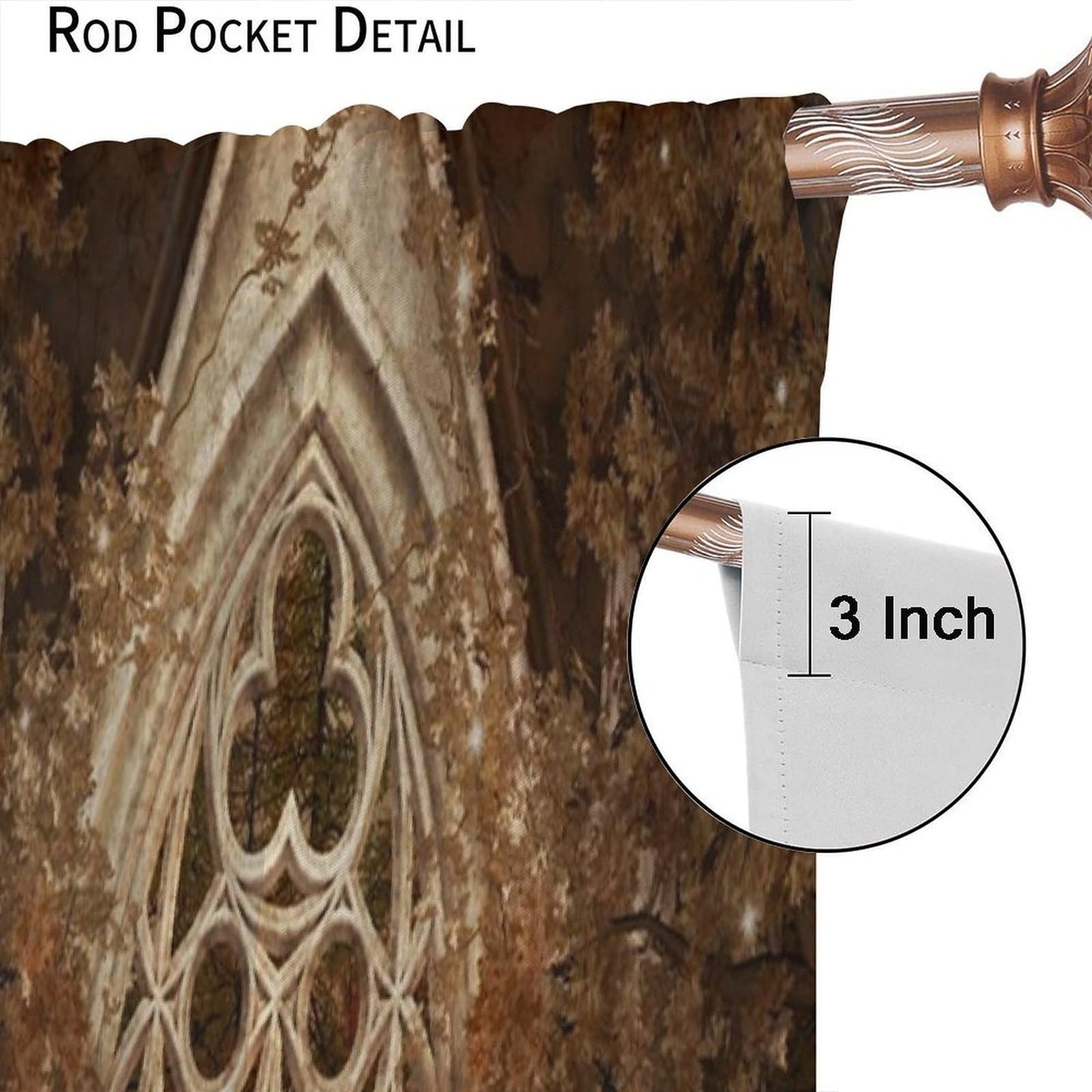 YCness Fantasy Nature Landscape Curtains, Golden Sparkle Gothic Fantasy Gate Magic Dreamland Fairy Window Treatments for Kitchen Living Room Bedroom Home, 2 Panels 42x45 Inch
