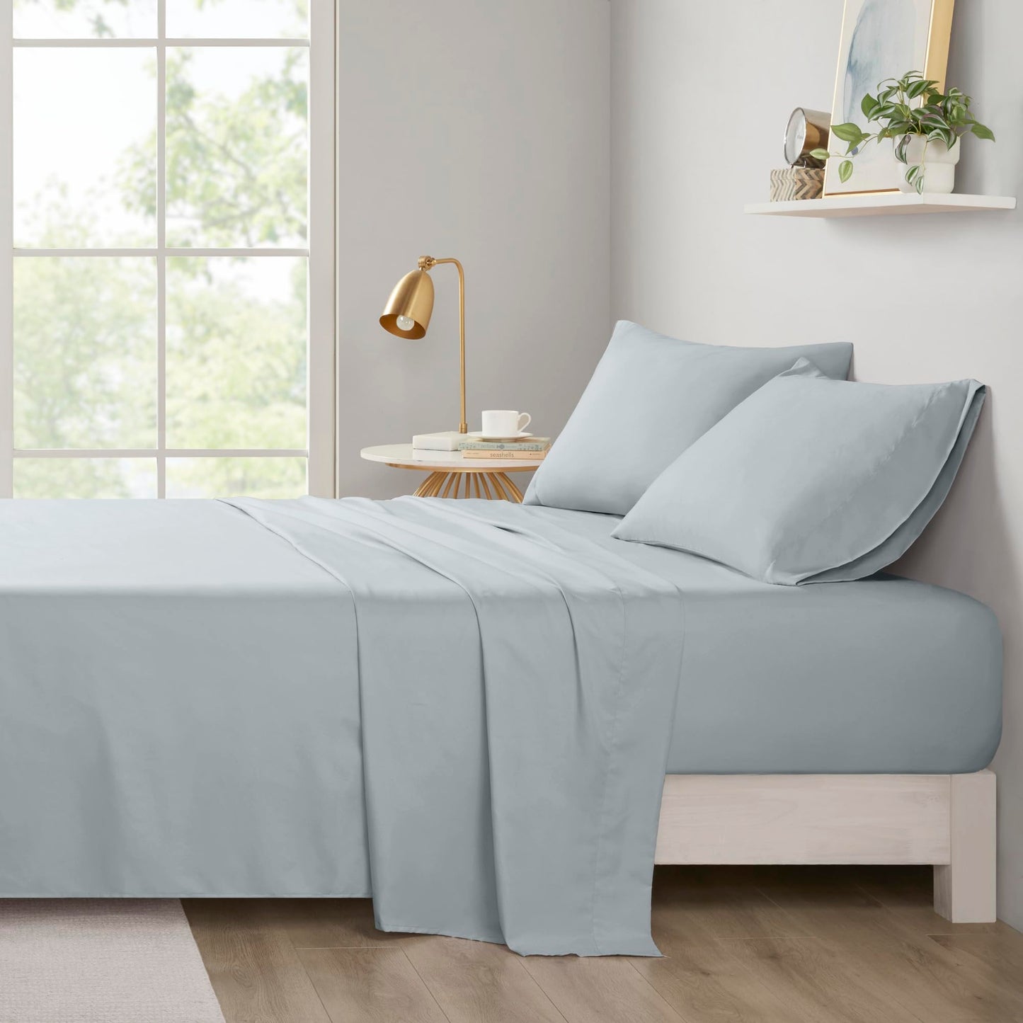 Intelligent Design Microfiber Bed Sheet Set Wrinkle Resistant, Soft Sheets with 12" Pocket, Modern, All Season, and Cozy, Matching Pillow Case, Queen, Grey, 4 Piece