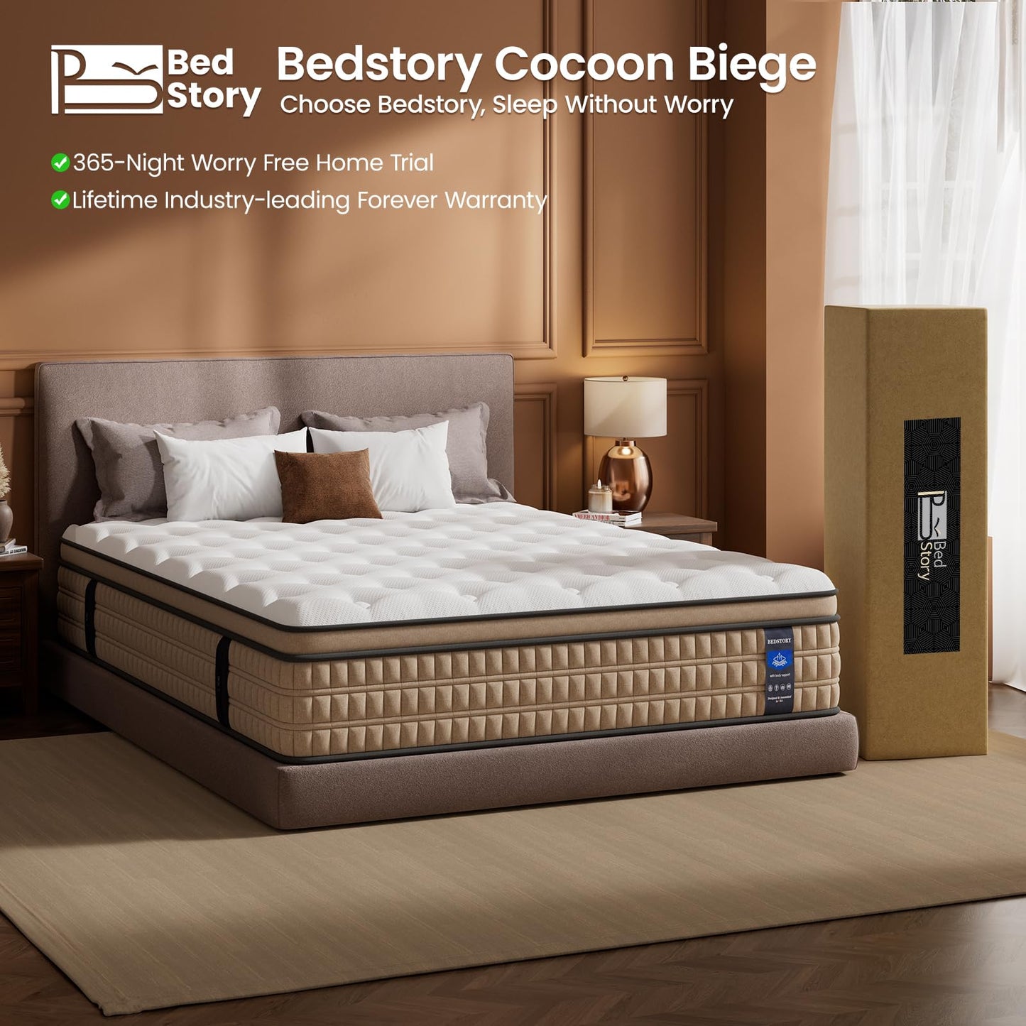 BedStory Extra Firm Queen Mattress 12 inch - Pain-Relieving Hybrid Mattress for Extra Lumbar & Hip Support - No Sagging Bed in a Box - 365-Night Trial - No Odor, Fiberglass-Free, CertiPUR-US Certified