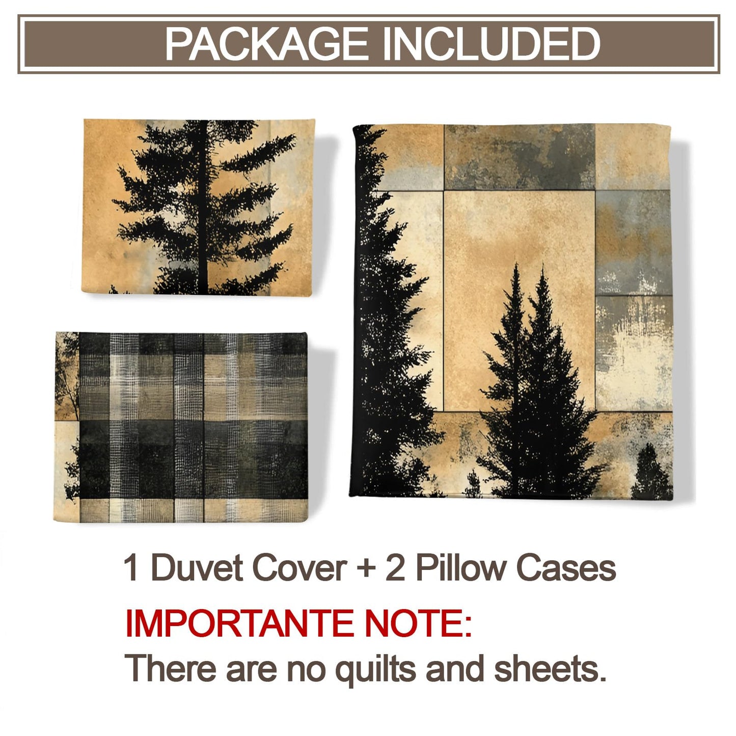 GKPLY Plaid Deer Forest Duvet Cover Queen - Rustic Wood Bedding Set & Bedroom Decor - Cabin Wildlife Comforter Set - Zipper & Ties, Reversible Print - Patchwork Bedding Duvet Cover & 2 Pillow Cases