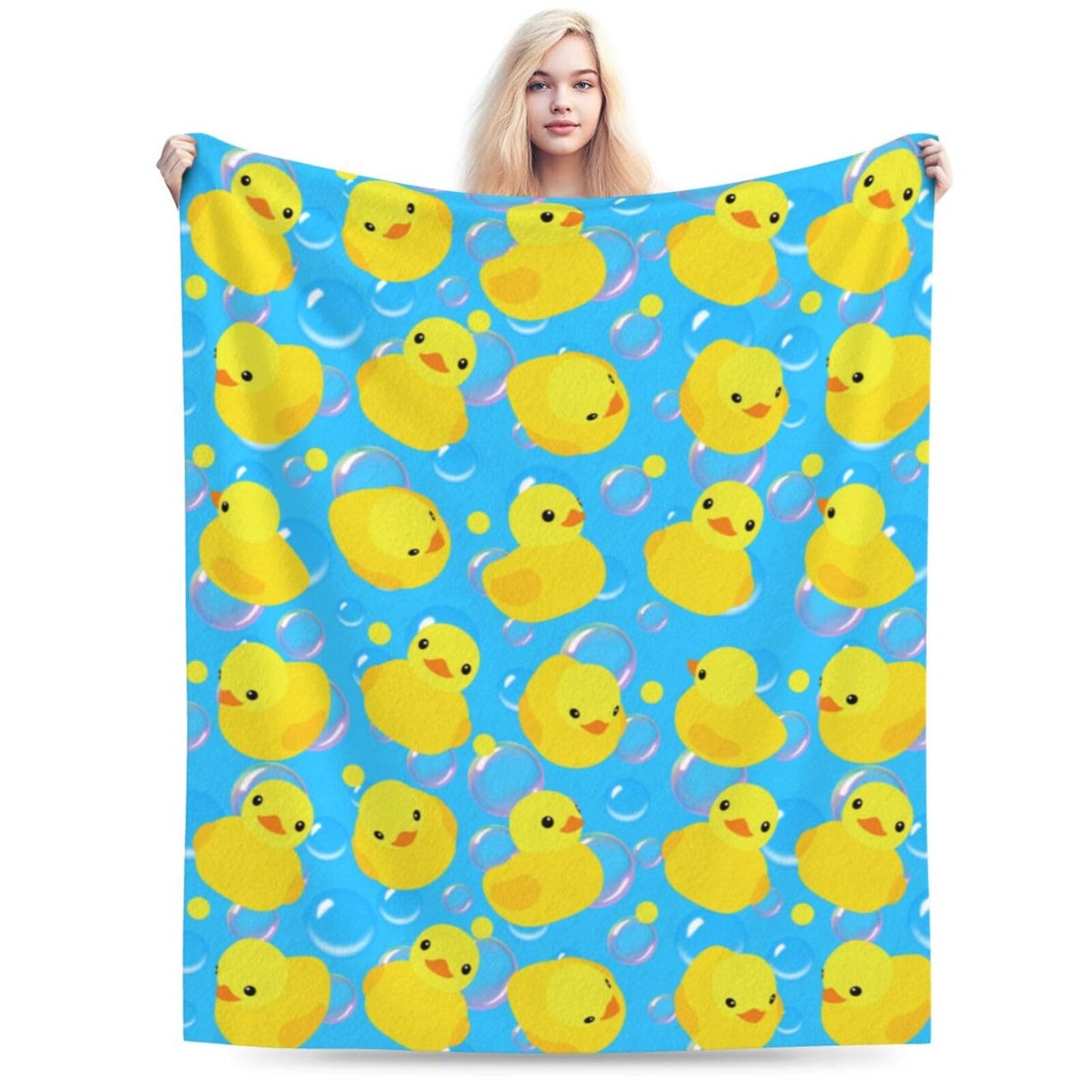 Yellow Rubber Ducks Throw Blanket Gifts Soft Warm Fleece Blankets for Bed Chair Car Sofa Couch Bedroom 60"X50"