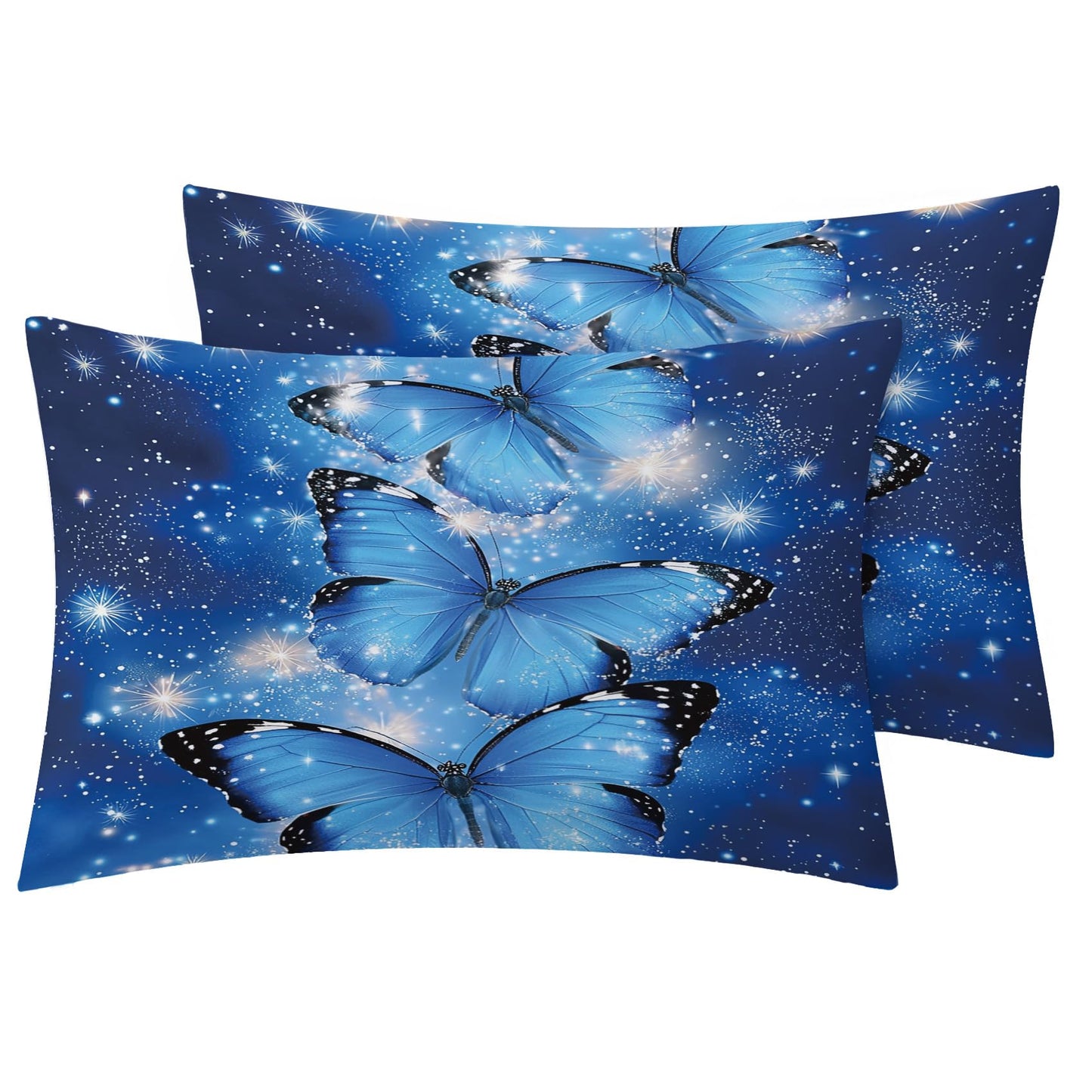 Rejkxyw King Size Sheets Set Blue Butterfly - Fantasy Butterflies Bed Sheets - Galaxy Sheet Set - 12 Inch Deep Pocket - Ultra Soft Winkle Free Microfiber Bedding Sheets & Pillowcases 4 Piece