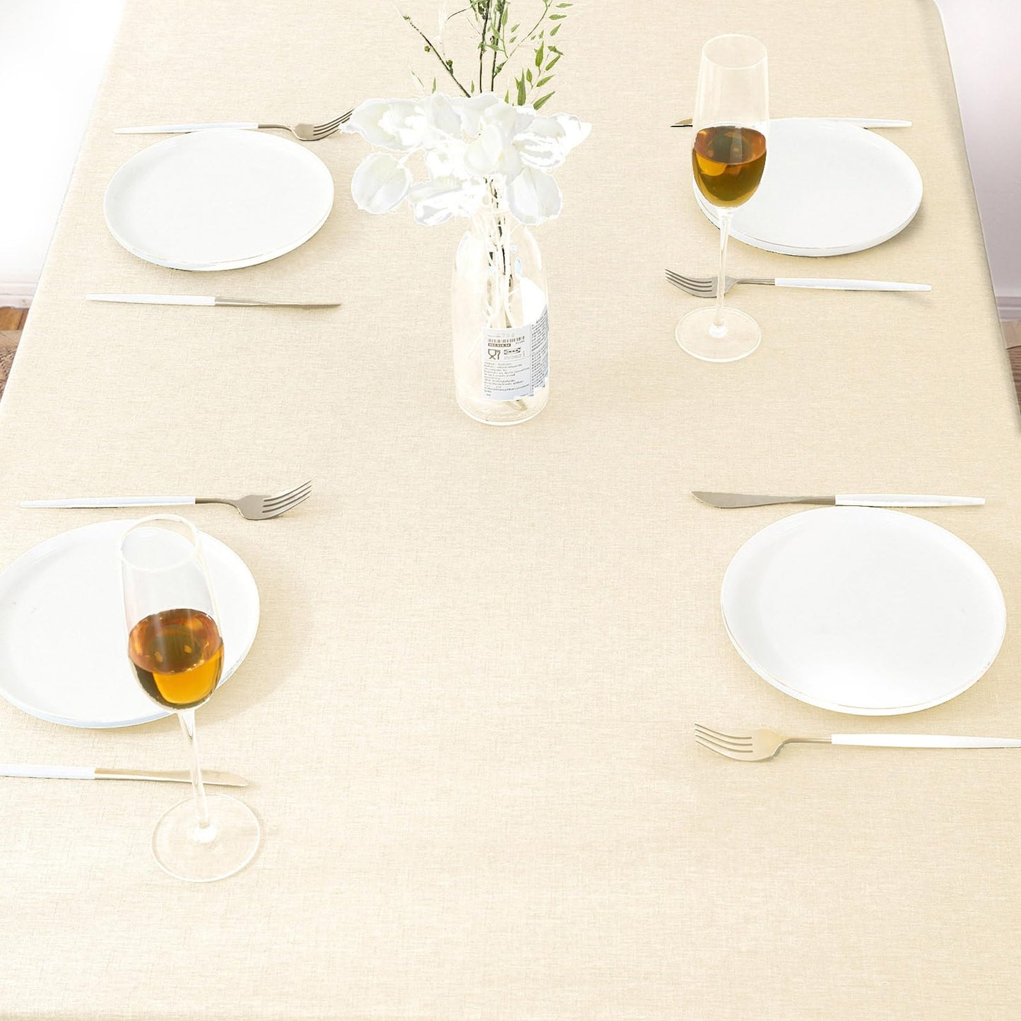 AUSSPVOCT Textured 50 Inch Round Tablecloth up to 54" Dia Tables Waterproof Spill-Proof Wipeable Table Cloth Wrinkle Free Circle Dining Table Cover for Birthday Farmhouse Outdoor Party Tablecloths .