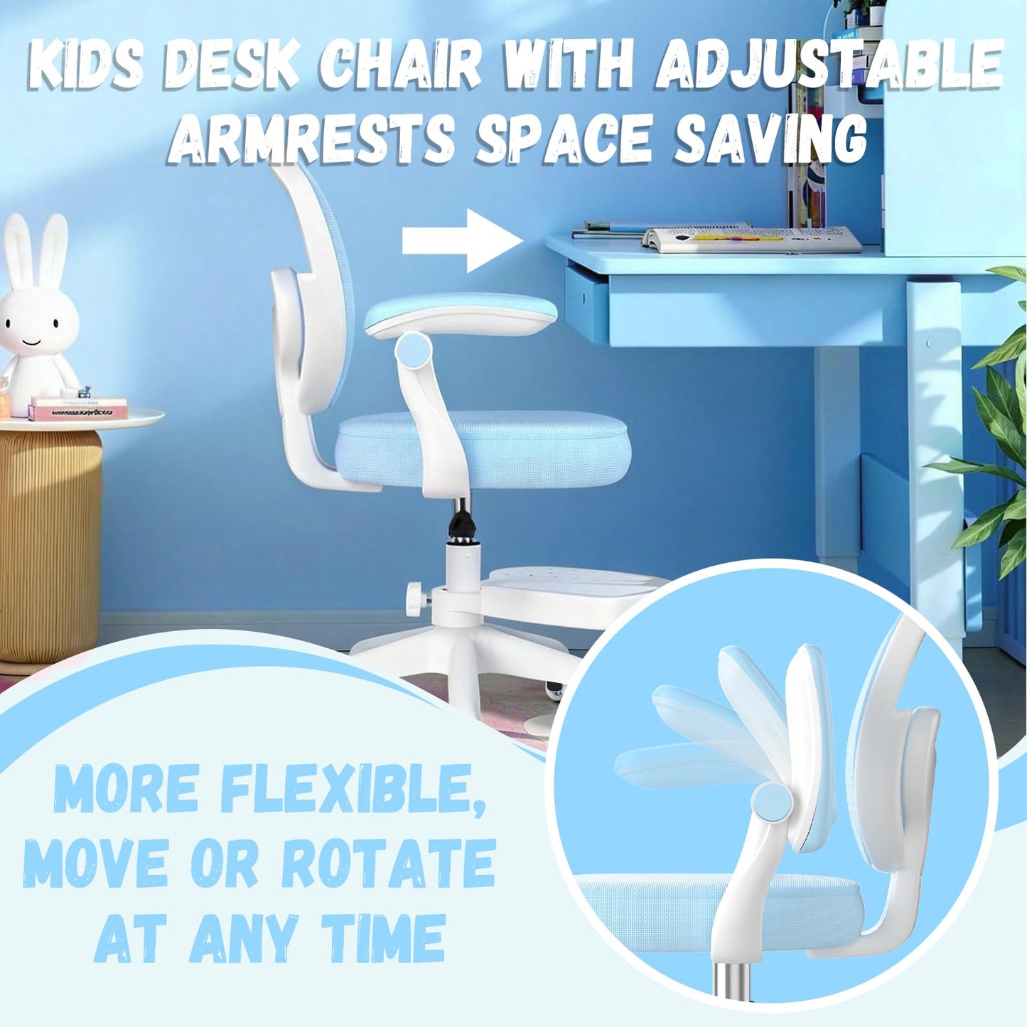 Ergonomic Kids Desk Chair 4-12, Adjust Height Children Study Computer Chair