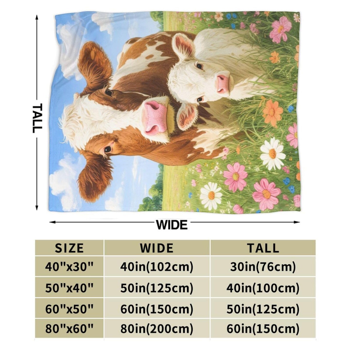 Cow Blanket Cute Cows Throw Blanket Soft Warm Cozy Fleece Fuzzy Plush Flannel Blankets Gifts for Women Girls Boys Kids Adults 40"X50"