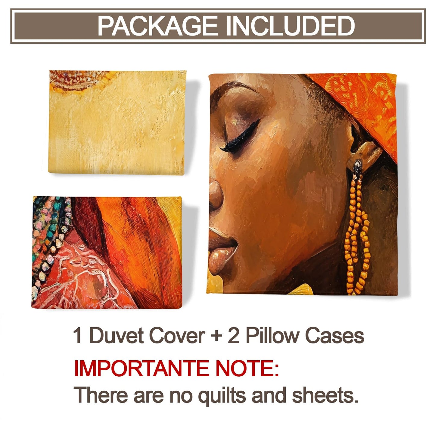 PAISUOQ African Woman Bedding Sets, Black Women Duvet Cover Queen, African Girl Comforter Cover with Zipper Ties, 3 Pieces with 2 Pillowcases, Home Decor & Gifts