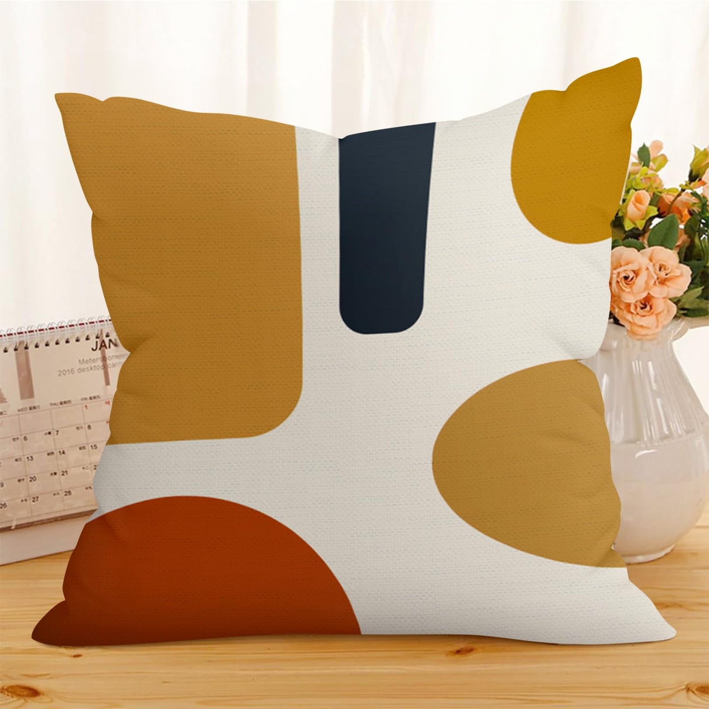 Joymaison Boho Abstract Geometric Throw Pillow Covers 18x18 Inch Set of 4 Orange Mid Century Modern Retro Cushion Covers Home Decor for Couch Cushion Cases