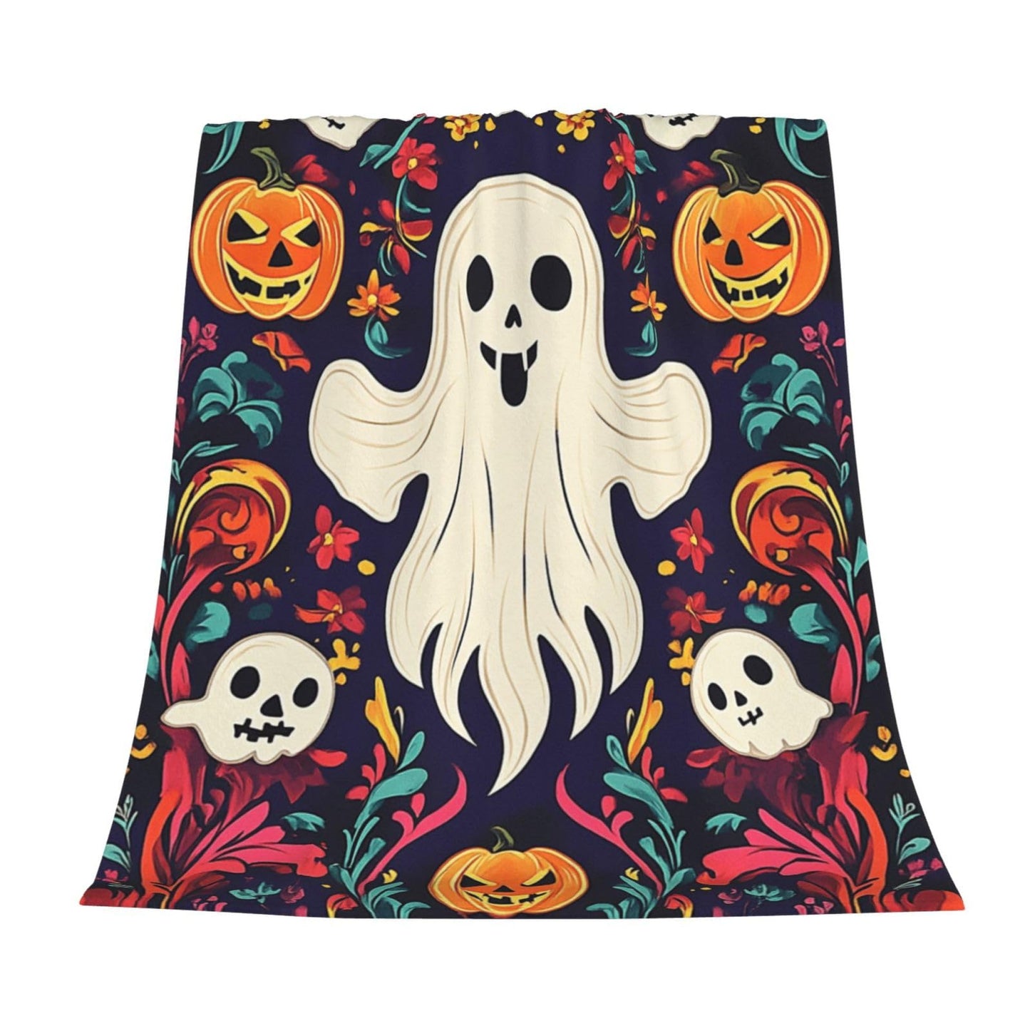 CDSASHCA Spooky Ghosts Flannel Blanket,Cute Design with Floating Phantom Print,Ultra-Soft Fleece for Festival Party Cozy Vibes，Suitable for Sofa,Bed and Office Decoration，Gifts for Friends 40x50 Inch