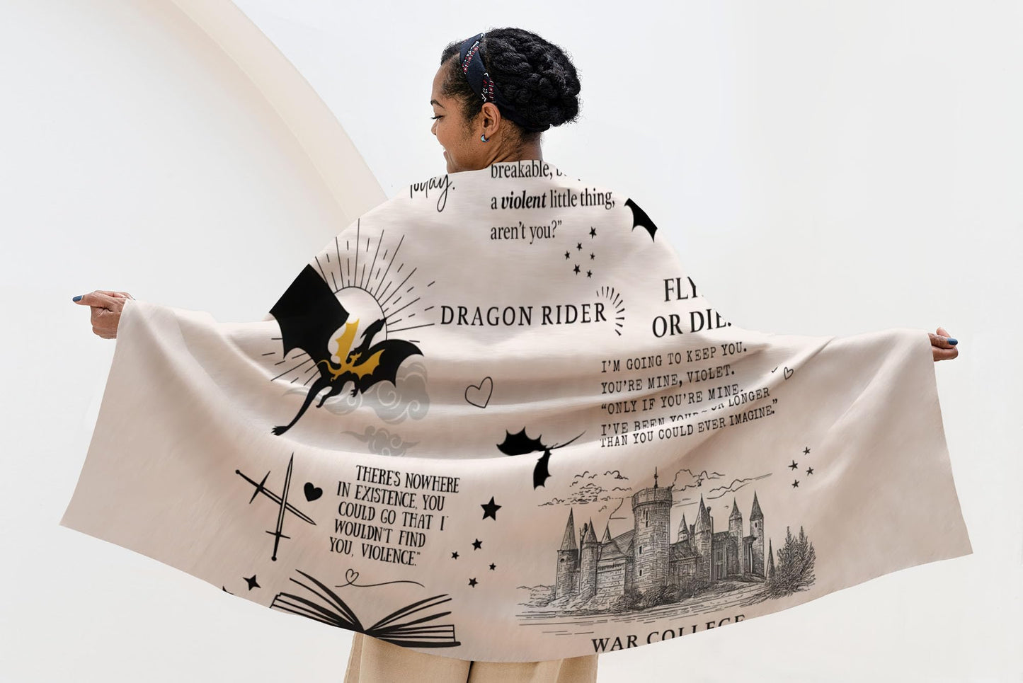 Allenjoy Book Loves Dragon Wing Blanket 57"x50" - Soft Warm Throw Blankets for Couch Bed Living Room Home Office Bedroom Decor, Gifts for Women Sister Teens Daughter Fans, Durable Washable